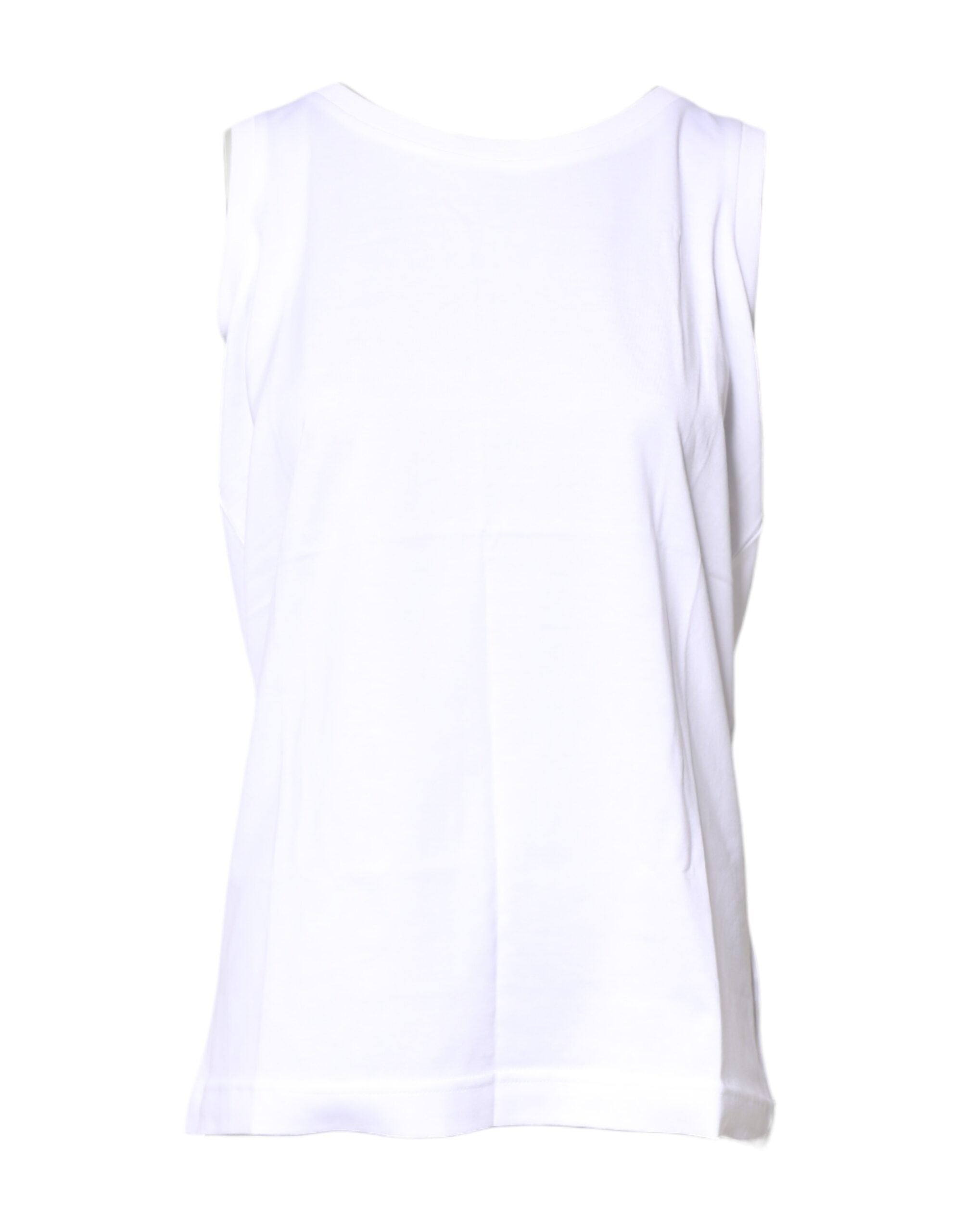 Dolce & Gabbana White Cotton Sleeveless Crew Neck T-shirt Dolce & Gabbana