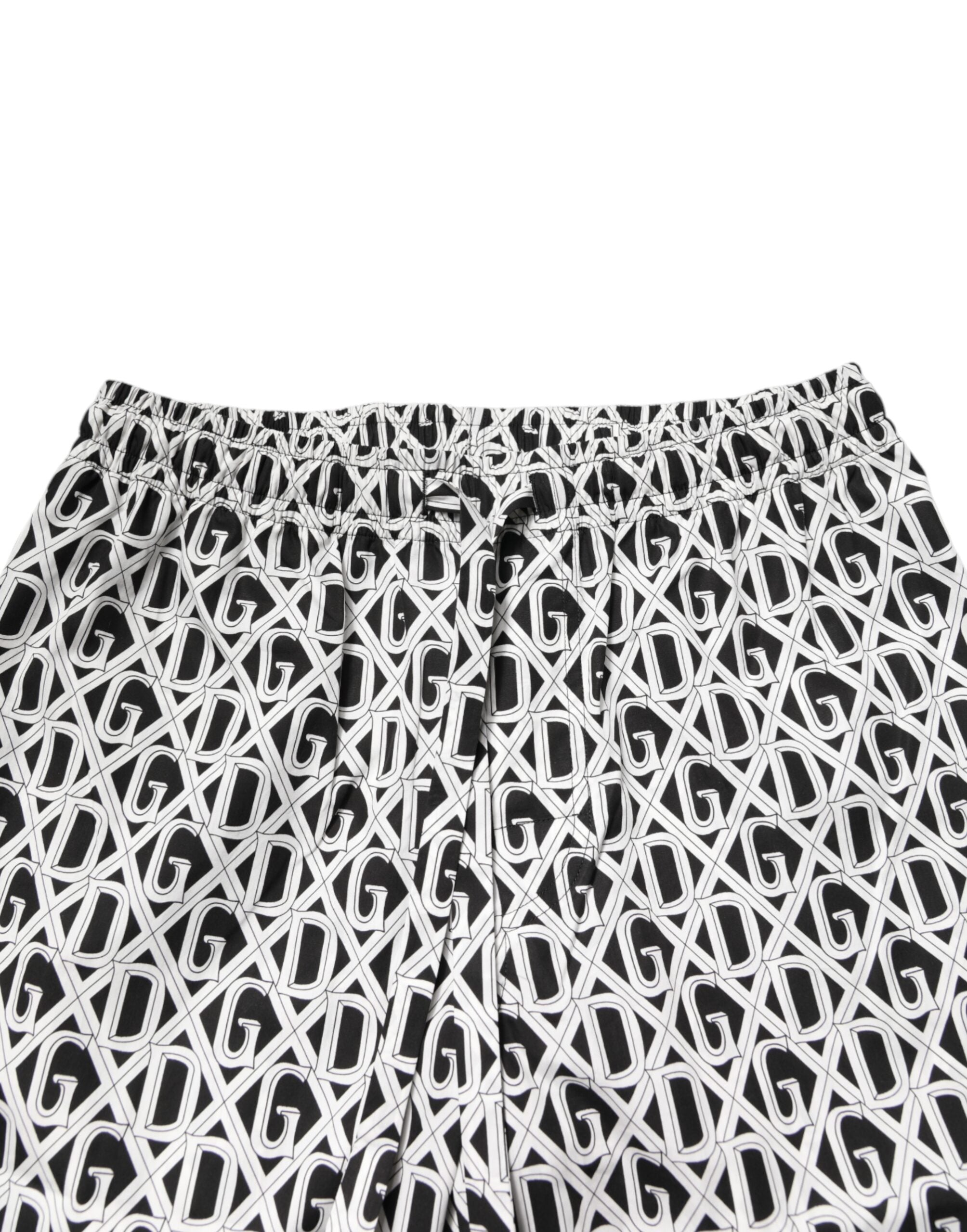 Dolce & Gabbana Black White DG Print Cotton Pajama Set Sleepwear Dolce & Gabbana