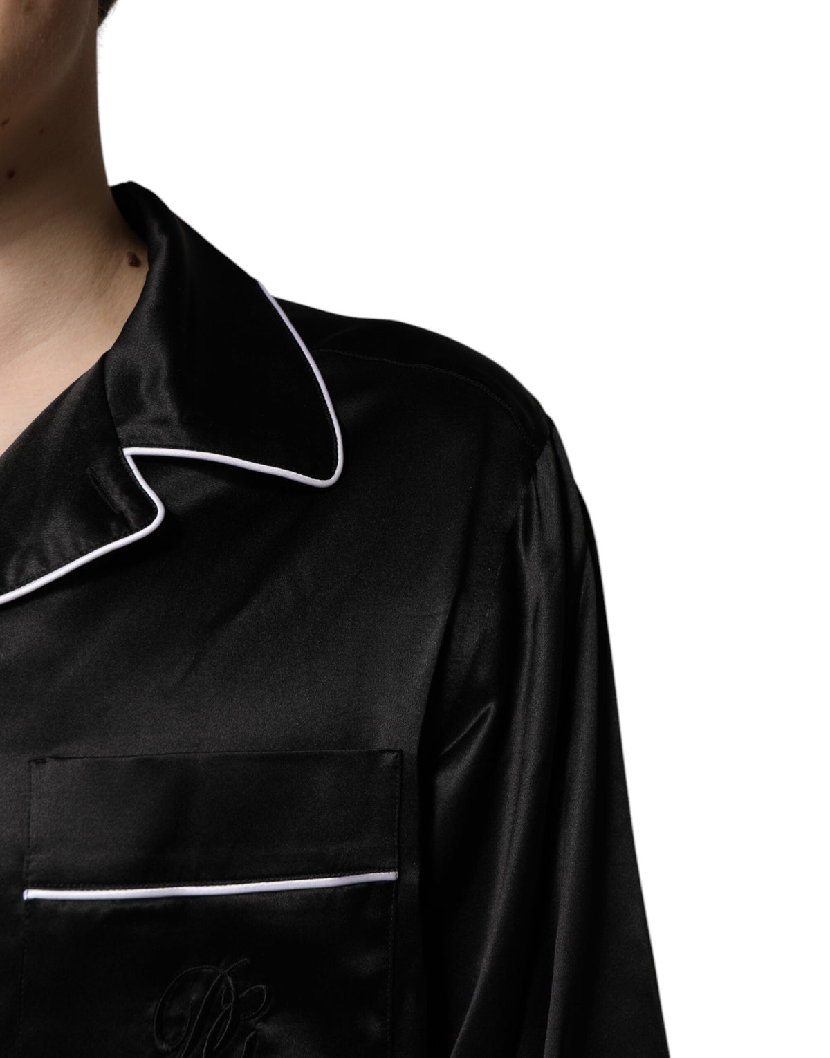 Dolce & Gabbana Black Silk Shirt Pants Pajama Set Sleepwear