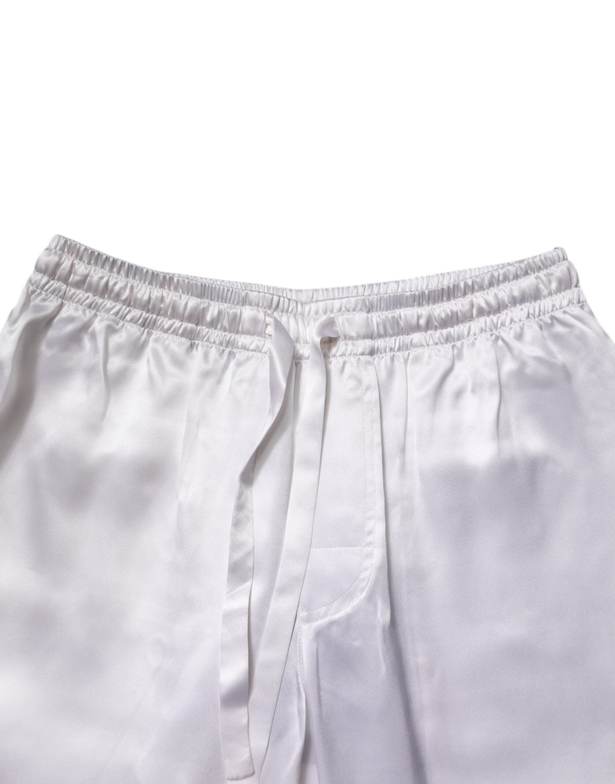 Dolce & Gabbana White Satin Silk Men Pajama Set Sleepwear Dolce & Gabbana