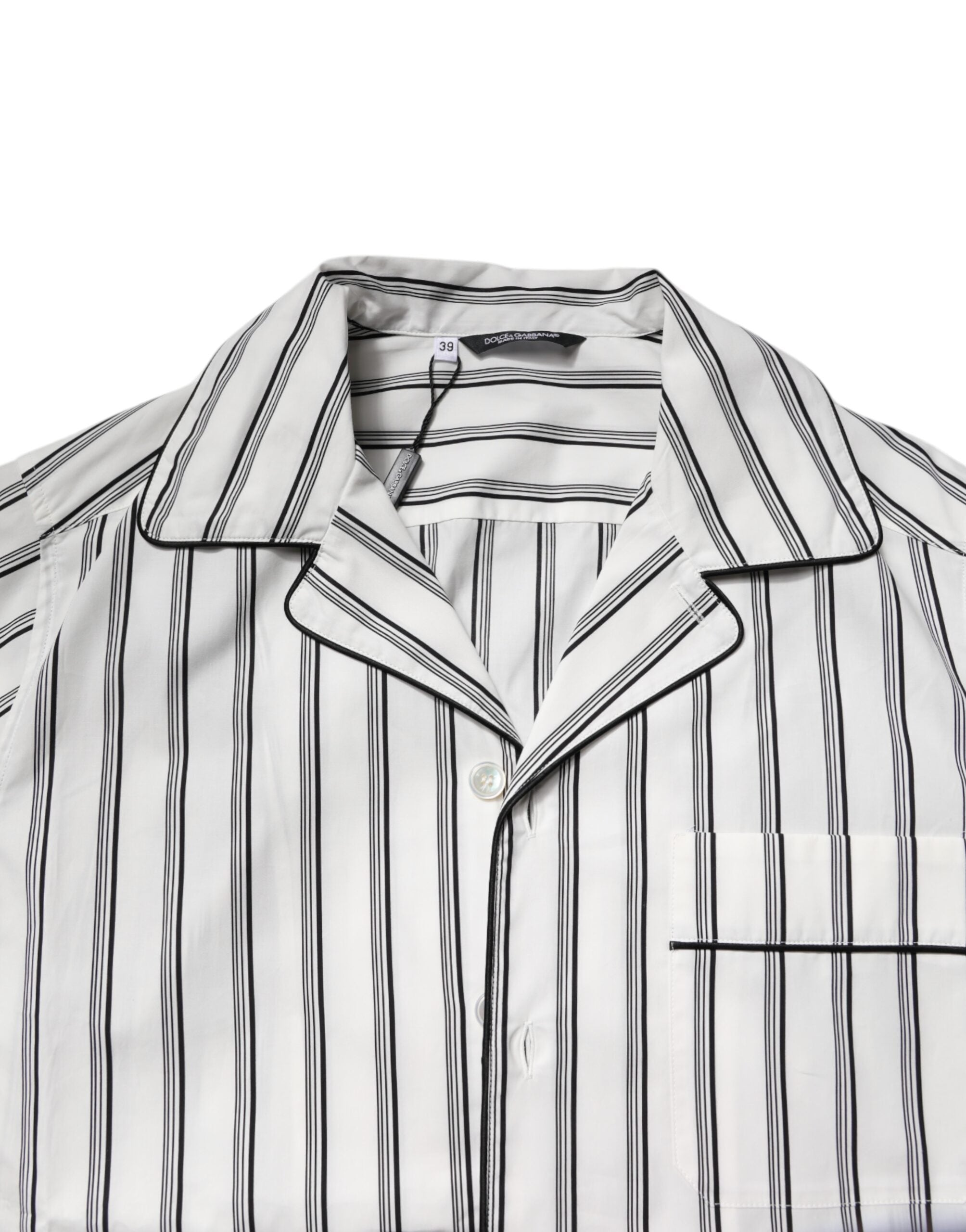 Dolce & Gabbana White Black Stripes Cotton Men Pajama Set Sleepwear Dolce & Gabbana