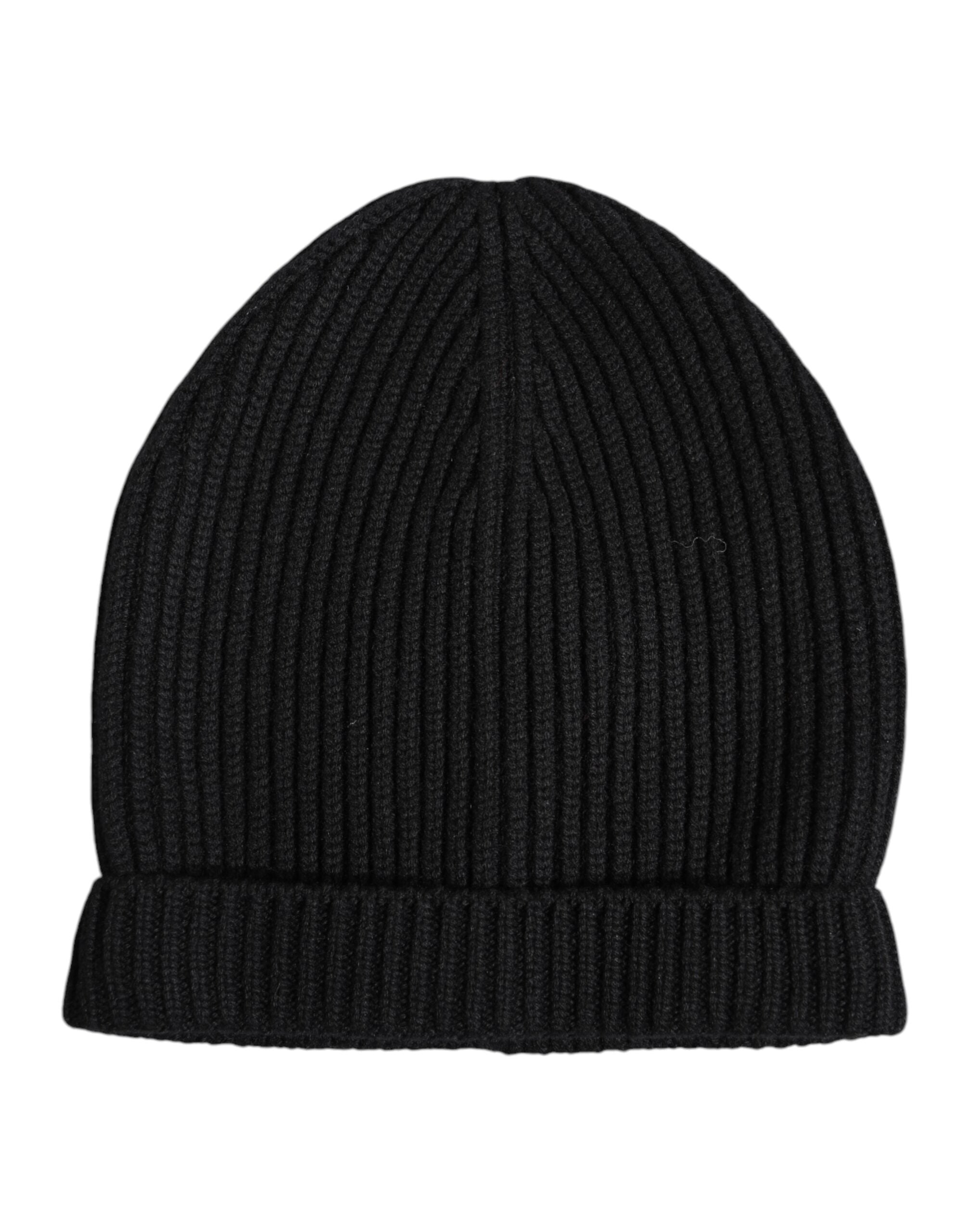 Dolce & Gabbana Black Cashmere Knitted Winter Beanie Hat Dolce & Gabbana