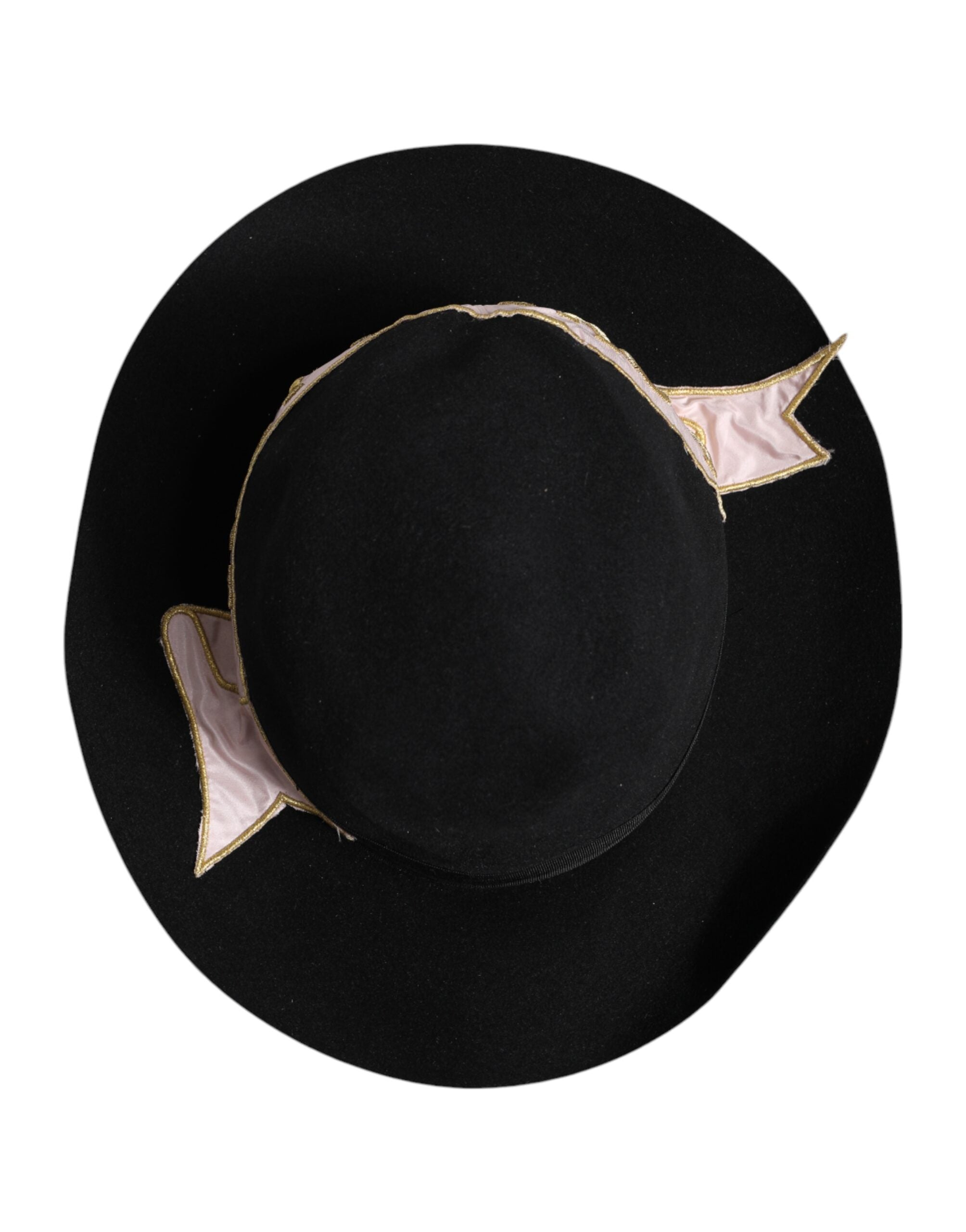 Dolce & Gabbana Black Logo Embroidered Women Wide Brim Hat Dolce & Gabbana