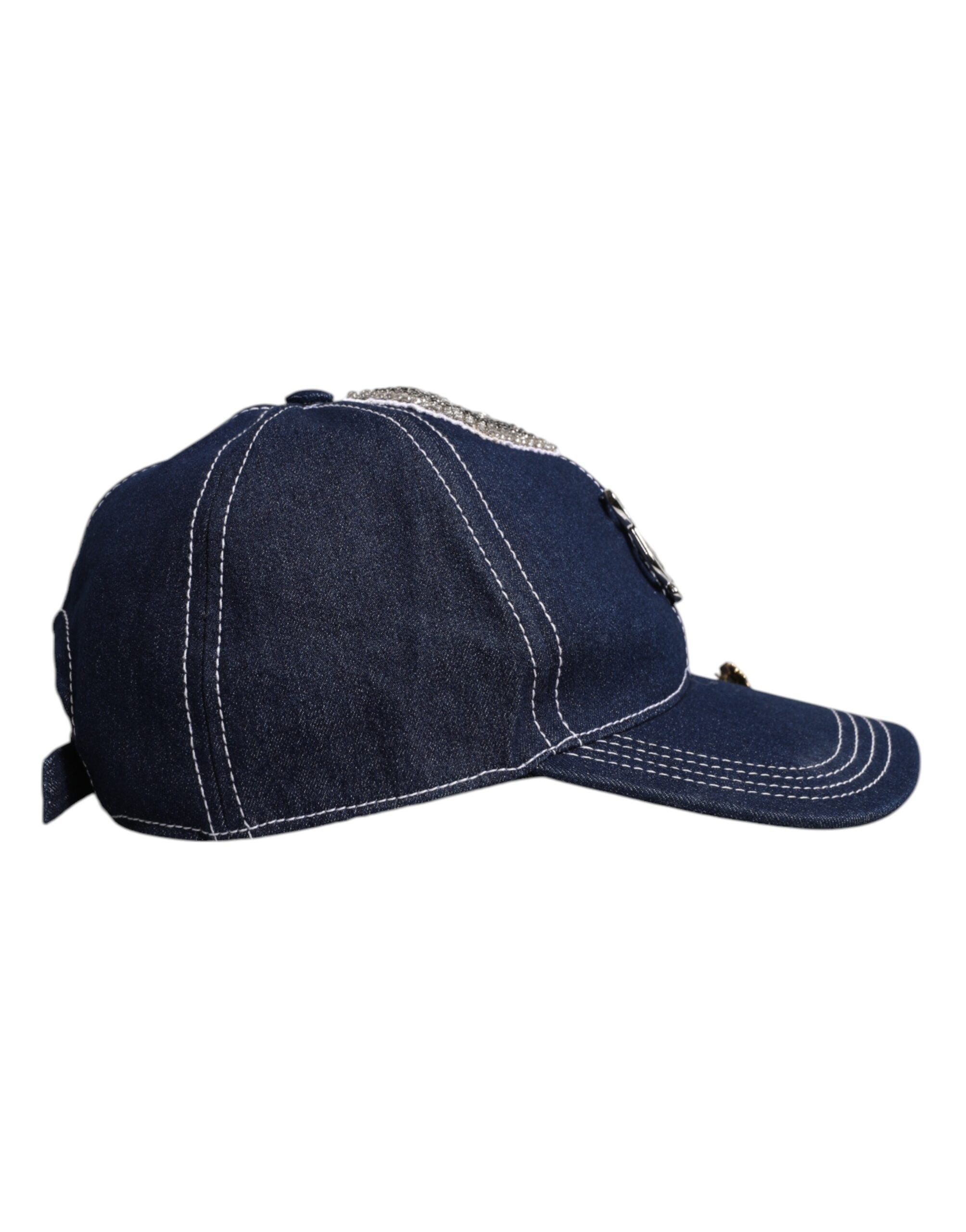 Dolce & Gabbana Blue Crystal Embellishment Baseball Cap Dolce & Gabbana