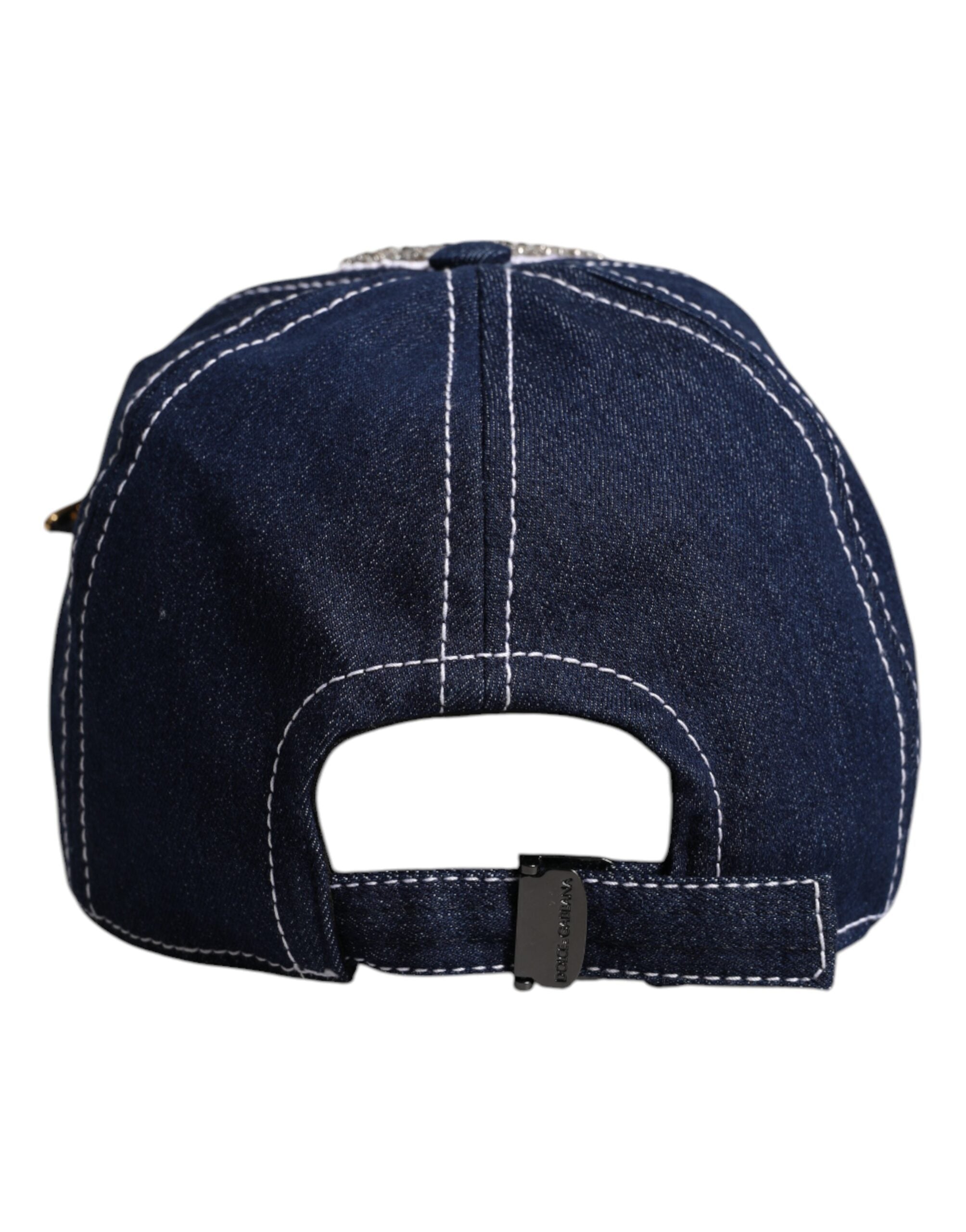 Dolce & Gabbana Blue Crystal Embellishment Baseball Cap Dolce & Gabbana
