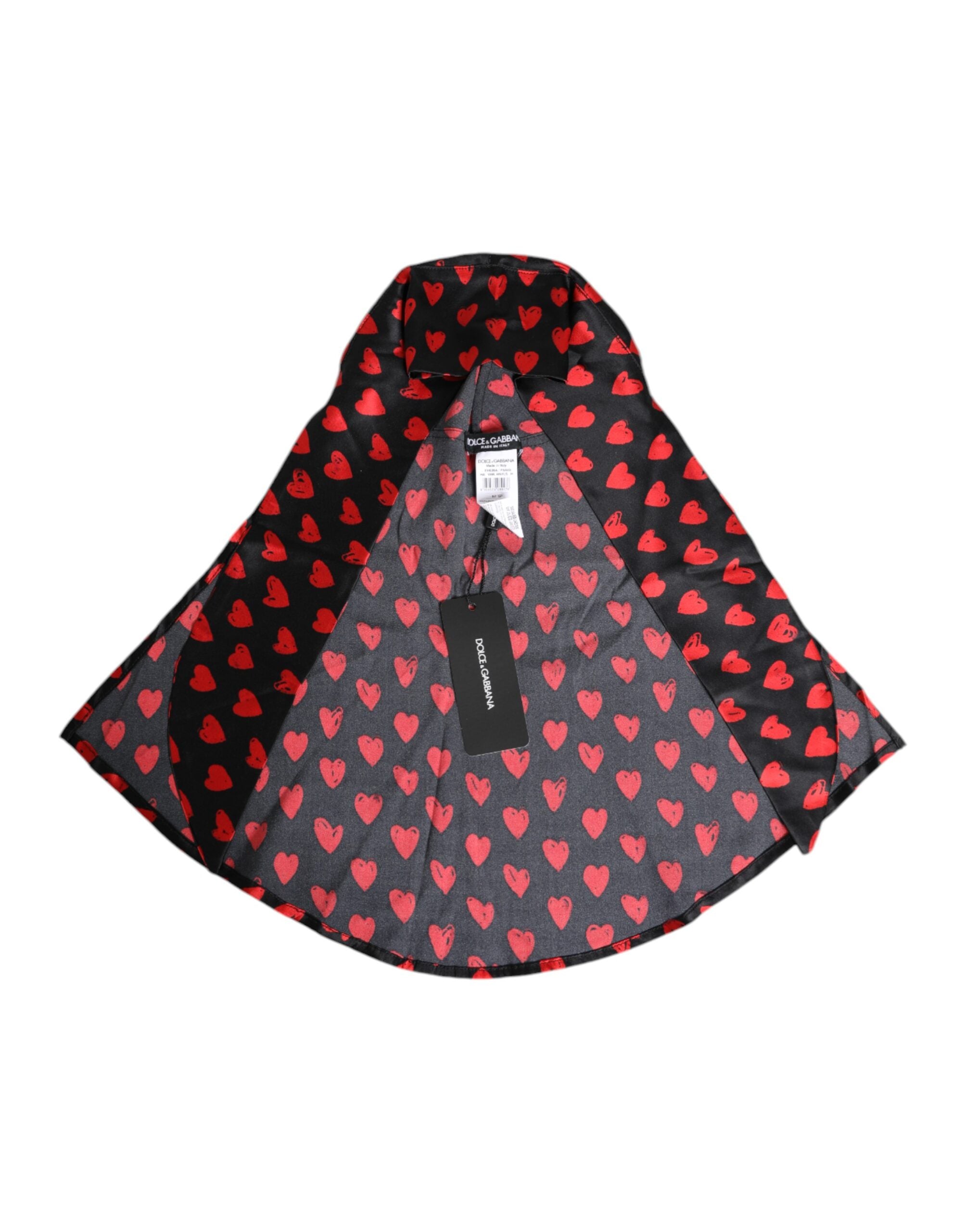 Dolce & Gabbana Black Red Hearts Polyester Hat Dolce & Gabbana