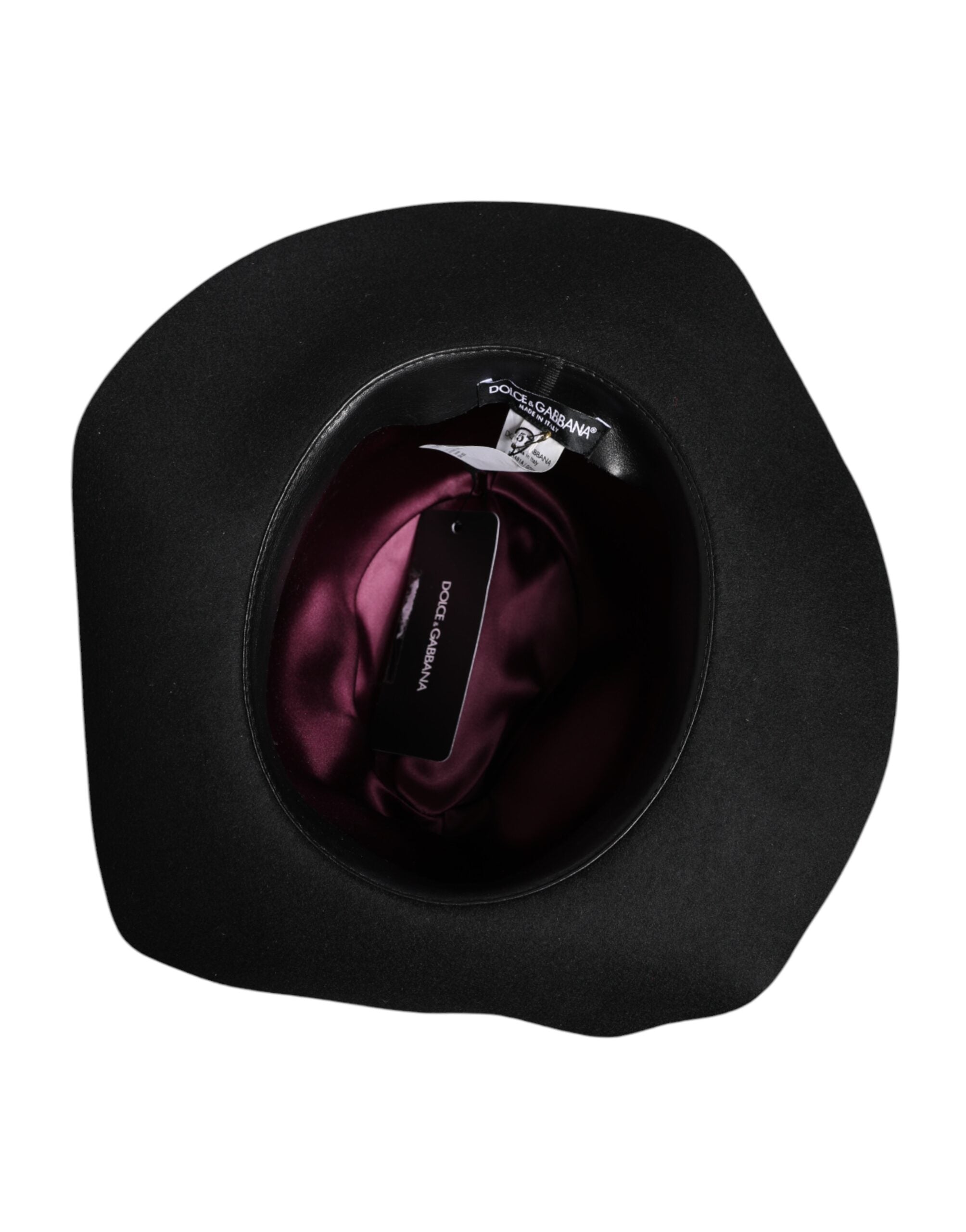 Dolce & Gabbana Black Wide Brim Trilby Fedora Hat Dolce & Gabbana