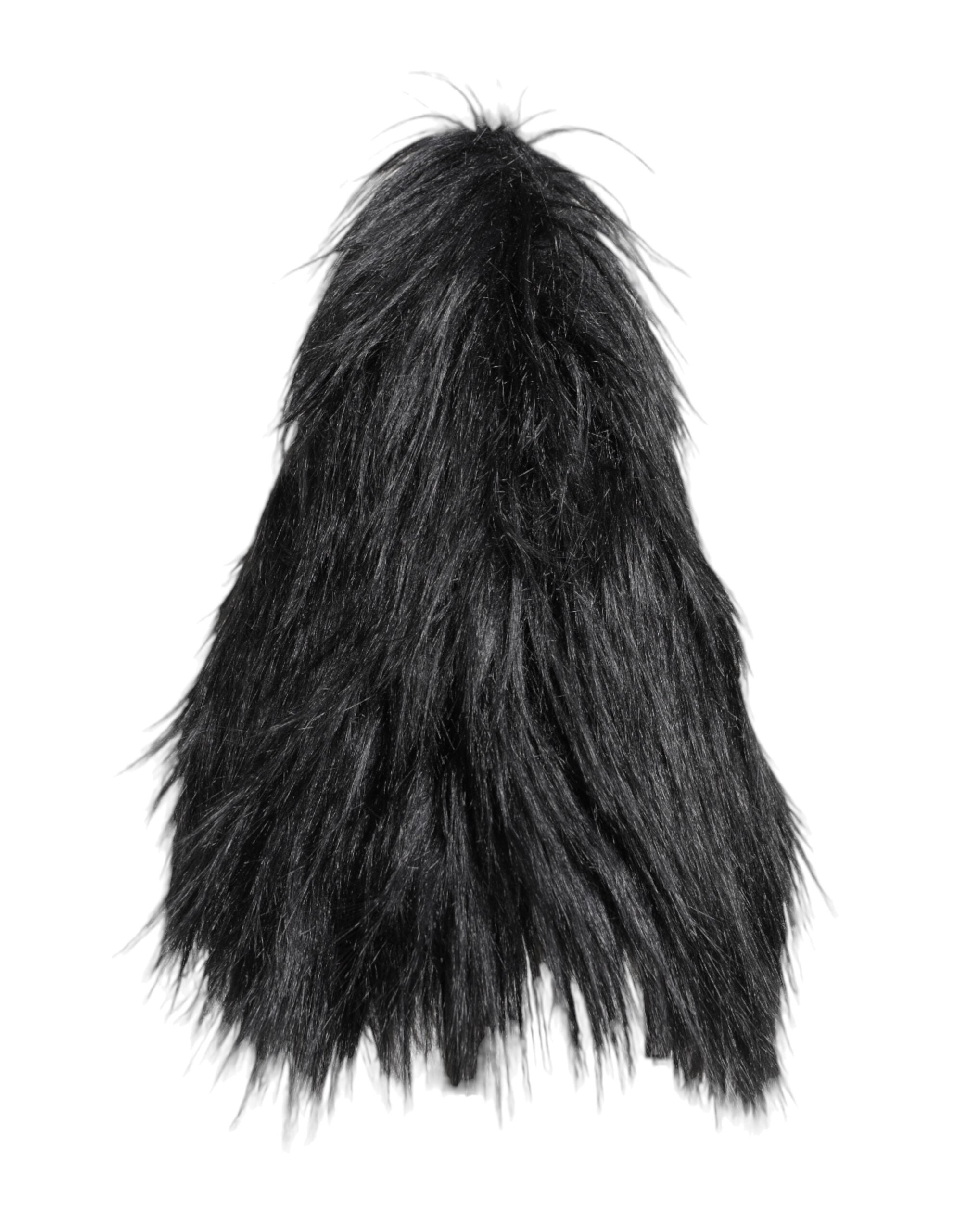 Dolce & Gabbana Black Acrylic Fur Womens Bucket Hat Dolce & Gabbana