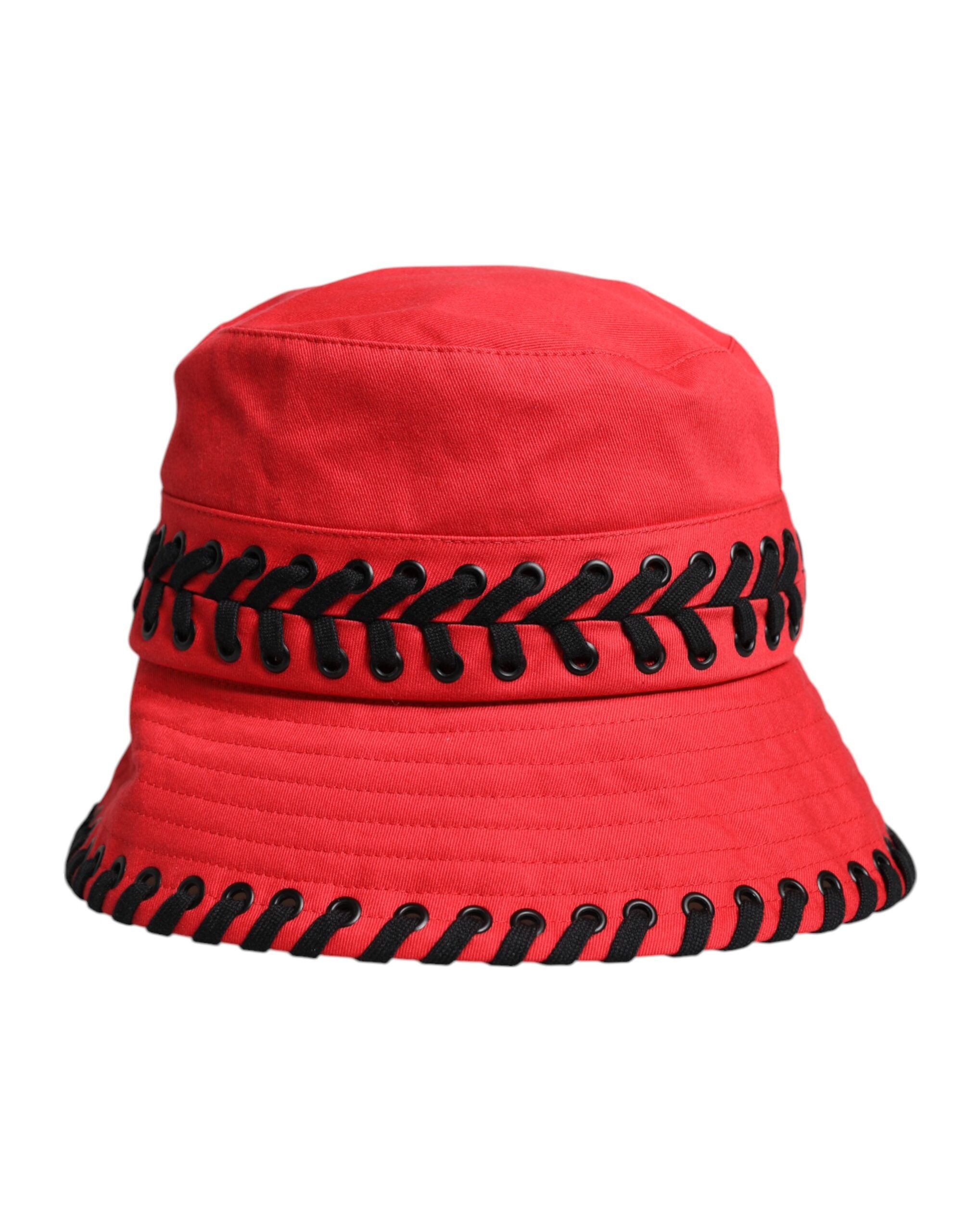Dolce & Gabbana Red Lace Polyester Wide Brim Bucket Hat Dolce & Gabbana