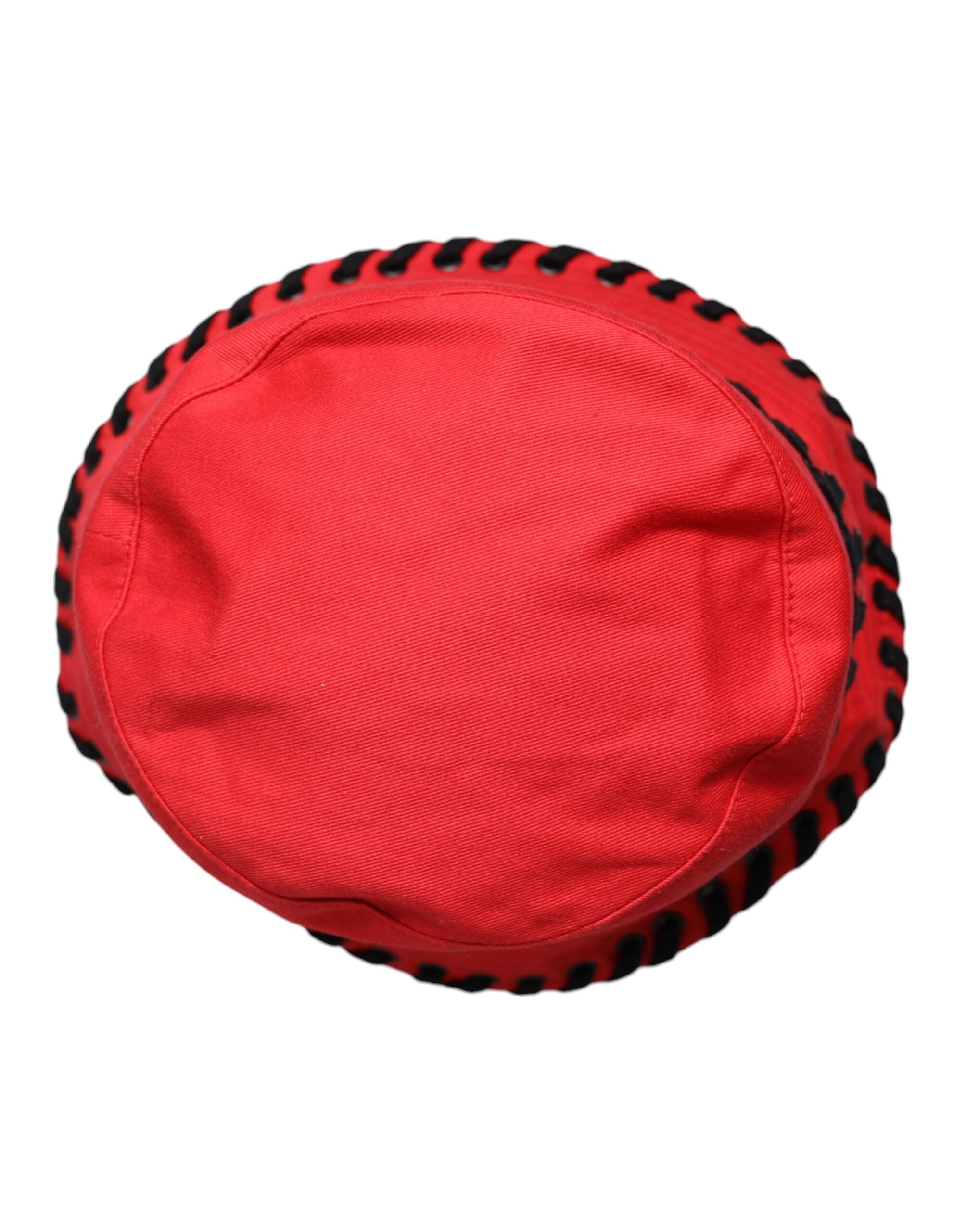 Dolce & Gabbana Red Lace Polyester Wide Brim Bucket Hat Dolce & Gabbana