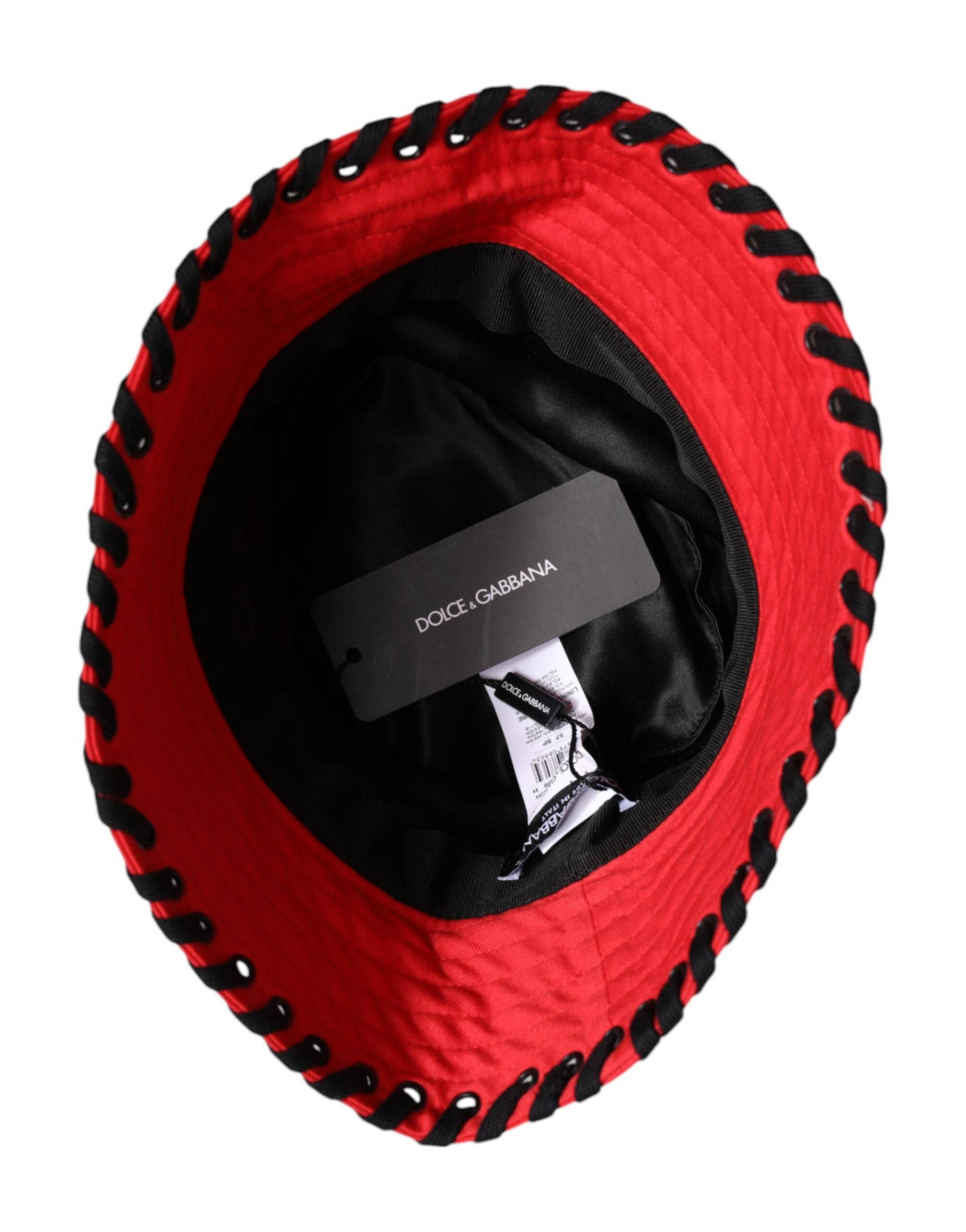 Dolce & Gabbana Red Lace Polyester Wide Brim Bucket Hat Dolce & Gabbana
