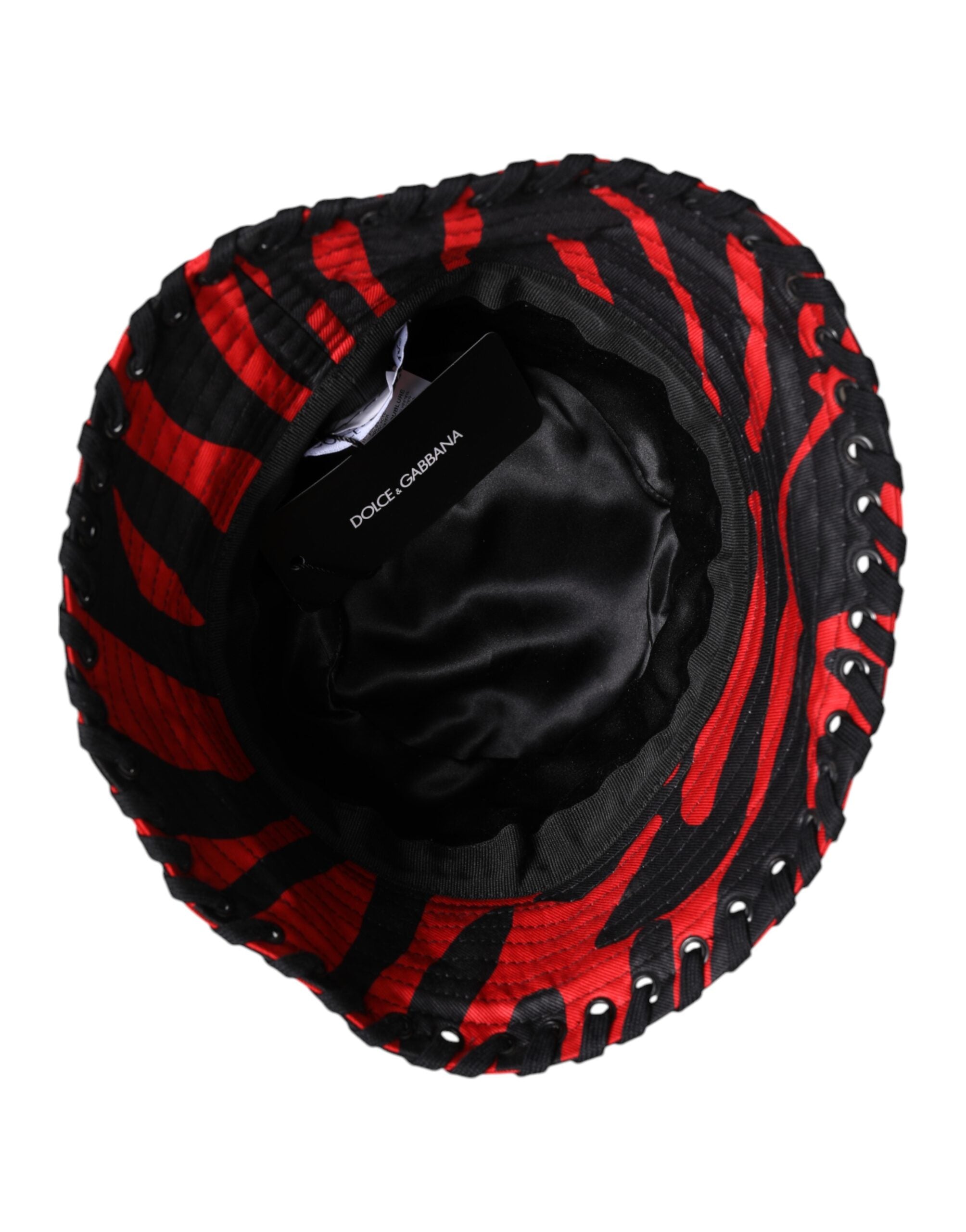 Dolce & Gabbana Black Red Stripe Polyester Wide Brim Bucket Hat Dolce & Gabbana