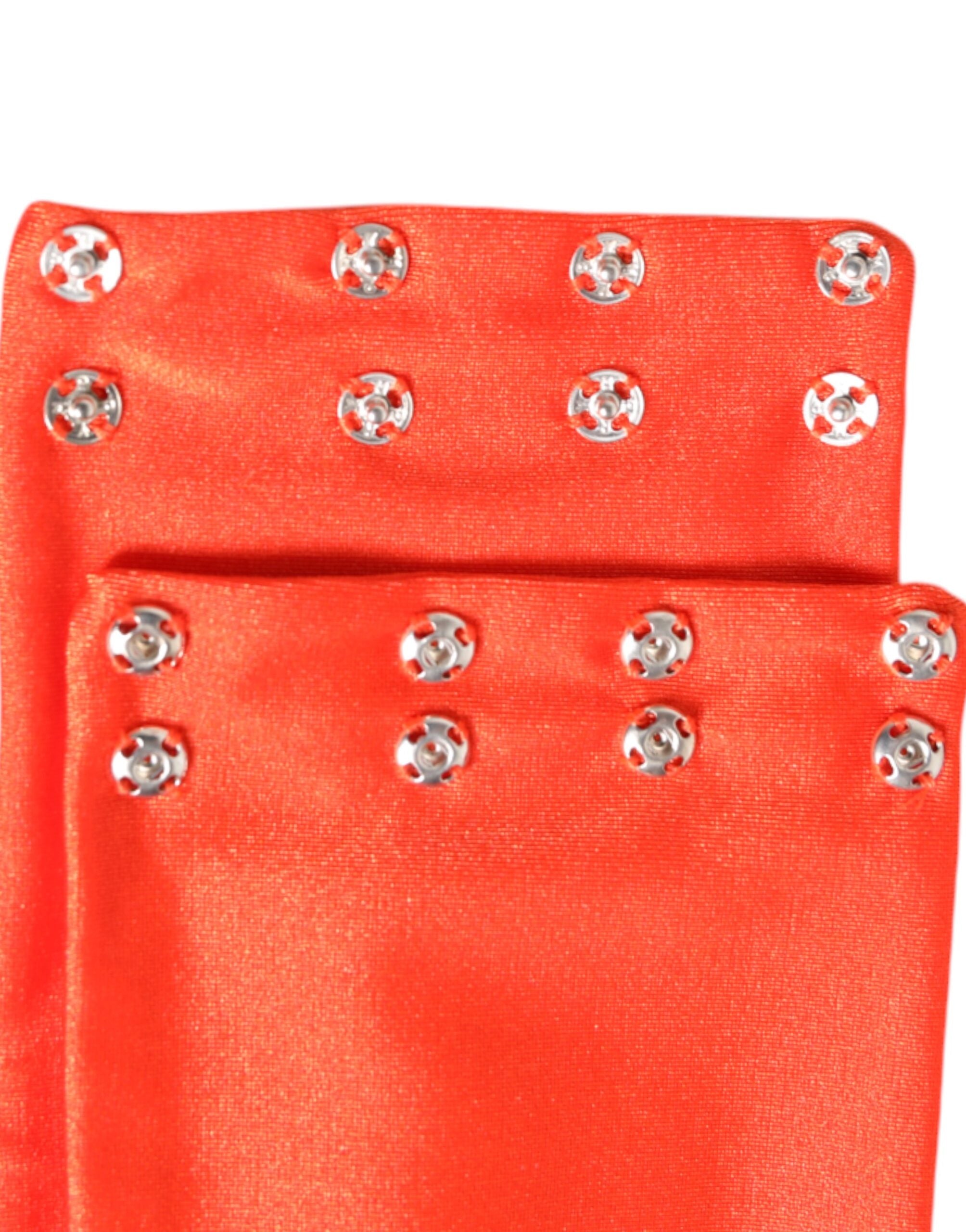 Dolce & Gabbana Orange Nylon Stretch Women Neck Warmer Scarf Dolce & Gabbana