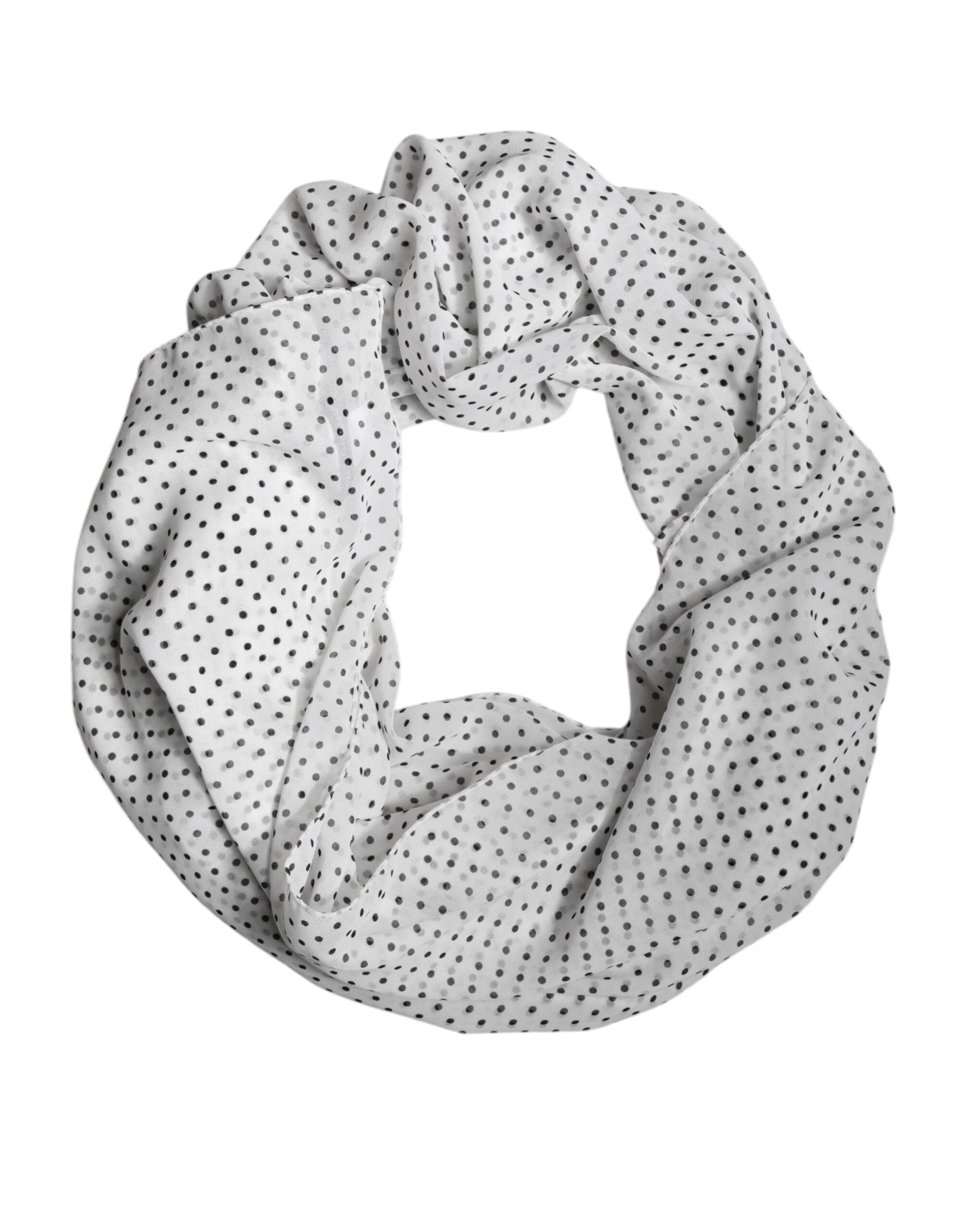 Dolce & Gabbana White Polka Dots Polyester Wrap Shawl Scarf Dolce & Gabbana