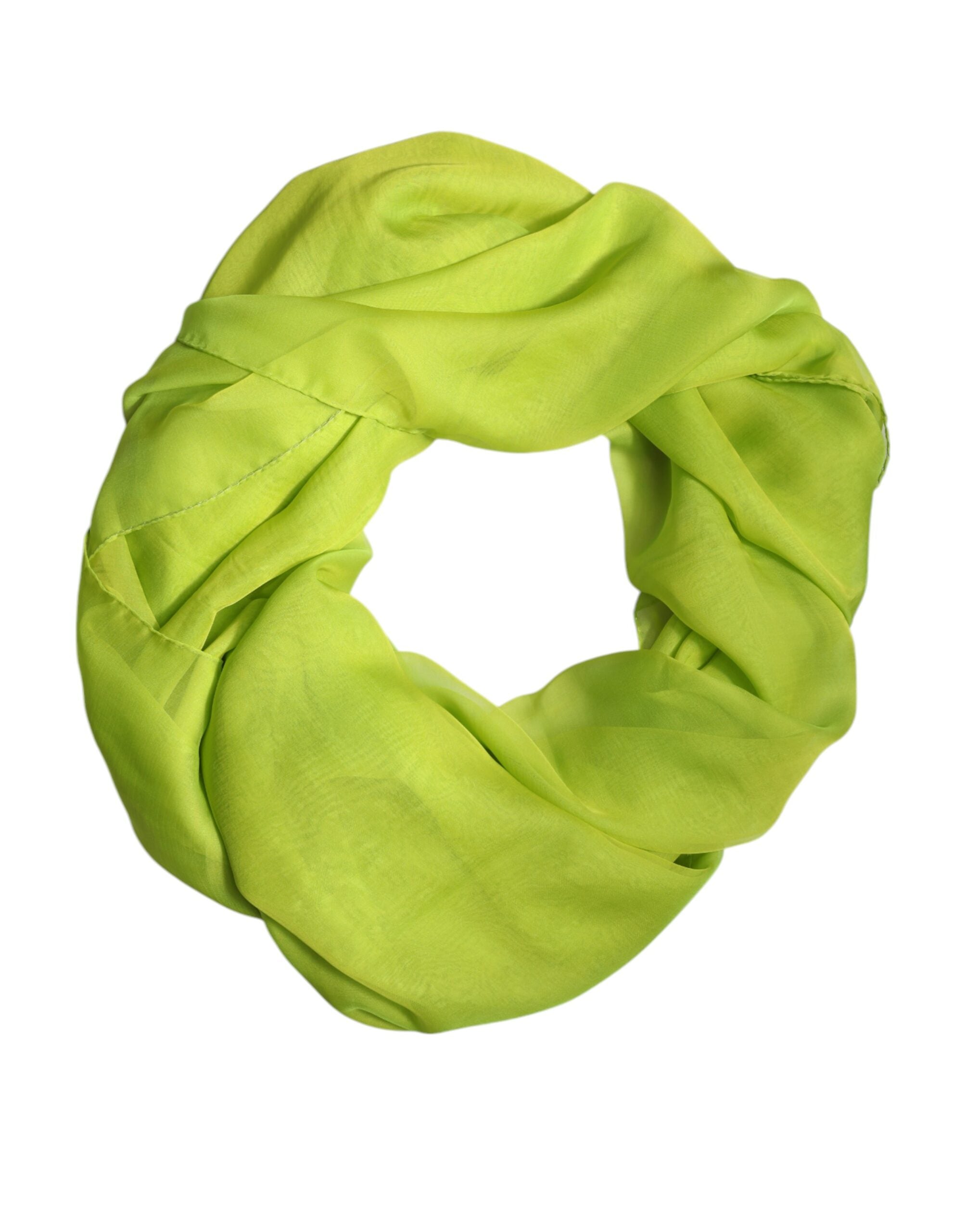 Dolce & Gabbana Green Silk Rectangle Wrap Shawl Neck Warmer Scarf Dolce & Gabbana