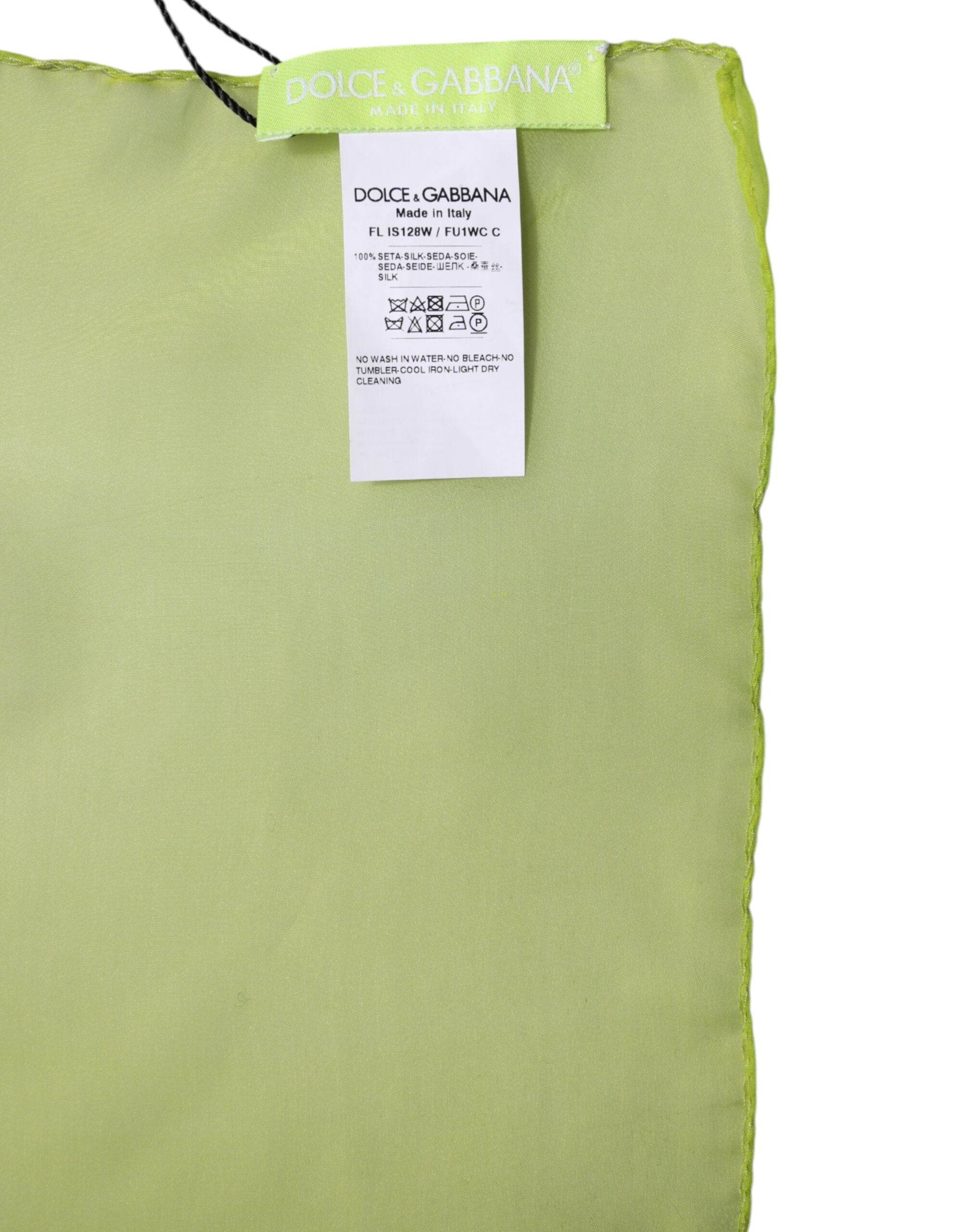 Dolce & Gabbana Green Silk Rectangle Wrap Shawl Neck Warmer Scarf Dolce & Gabbana