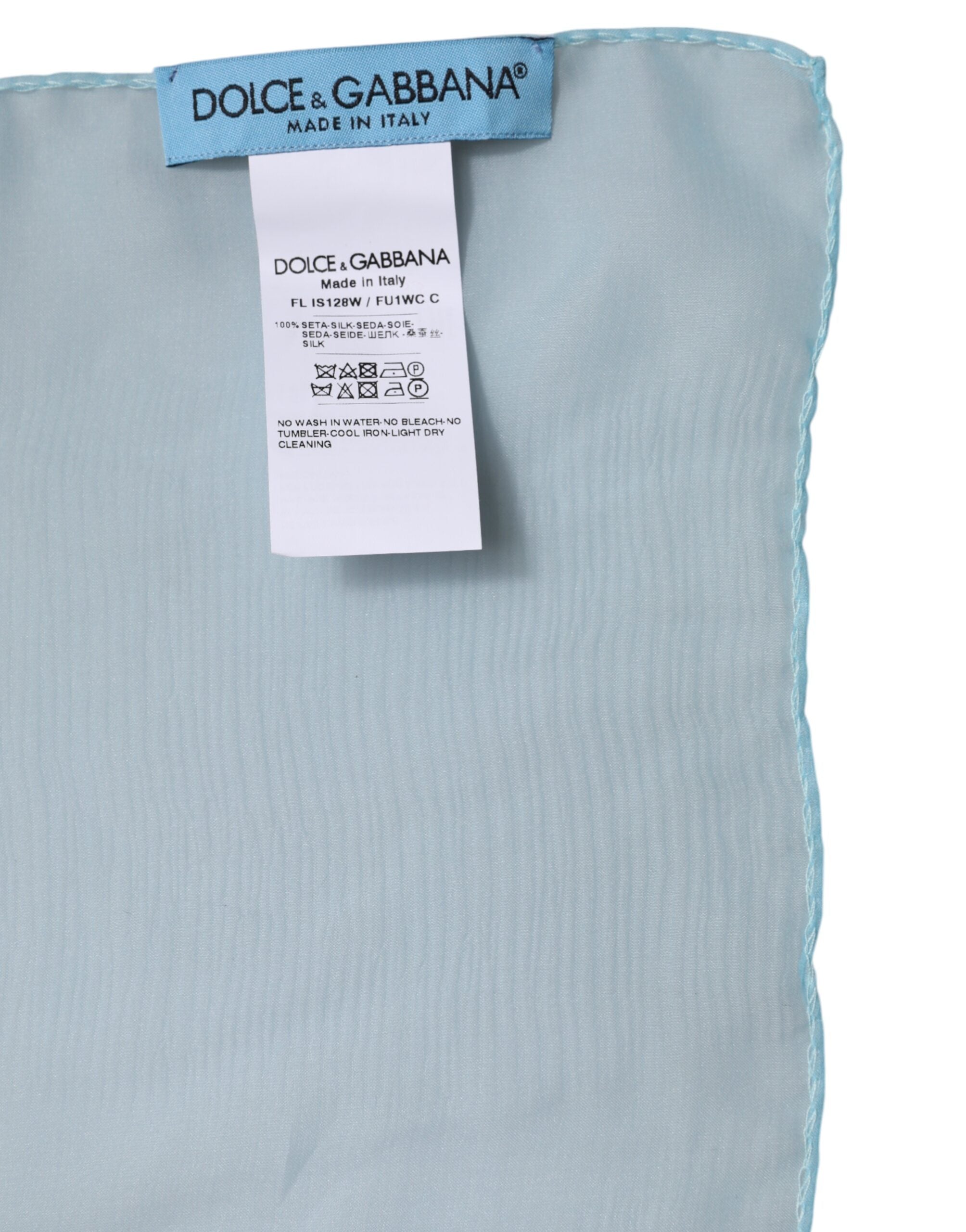 Dolce & Gabbana Light Blue Silk Rectangle Wrap Shawl Scarf Dolce & Gabbana