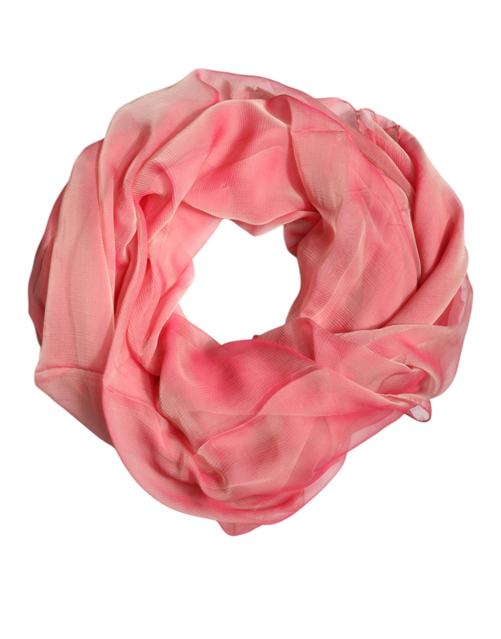 Dolce & Gabbana Pink Silk Rectangle Women Wrap Shawl Scarf Dolce & Gabbana