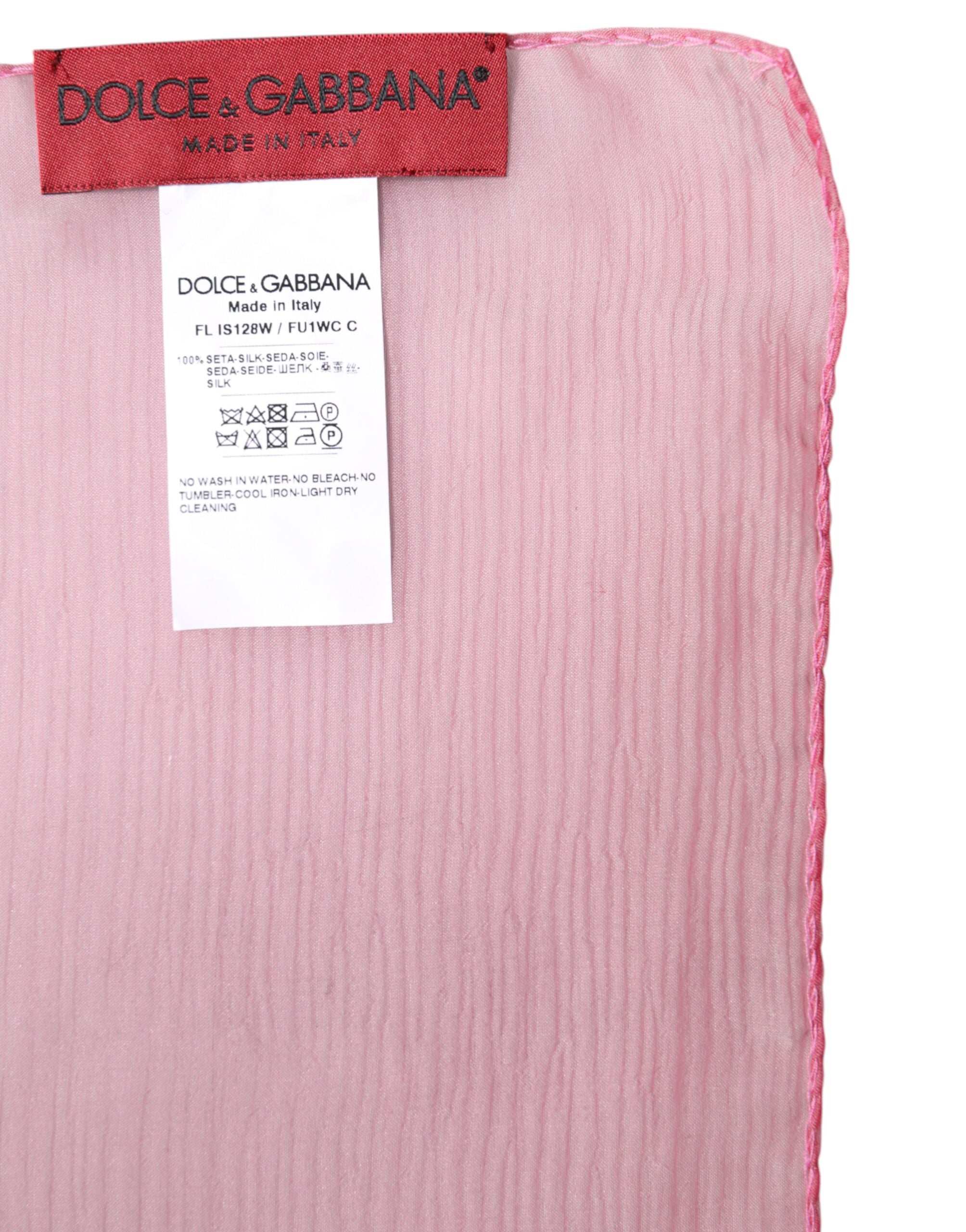 Dolce & Gabbana Pink Silk Rectangle Women Wrap Shawl Scarf Dolce & Gabbana
