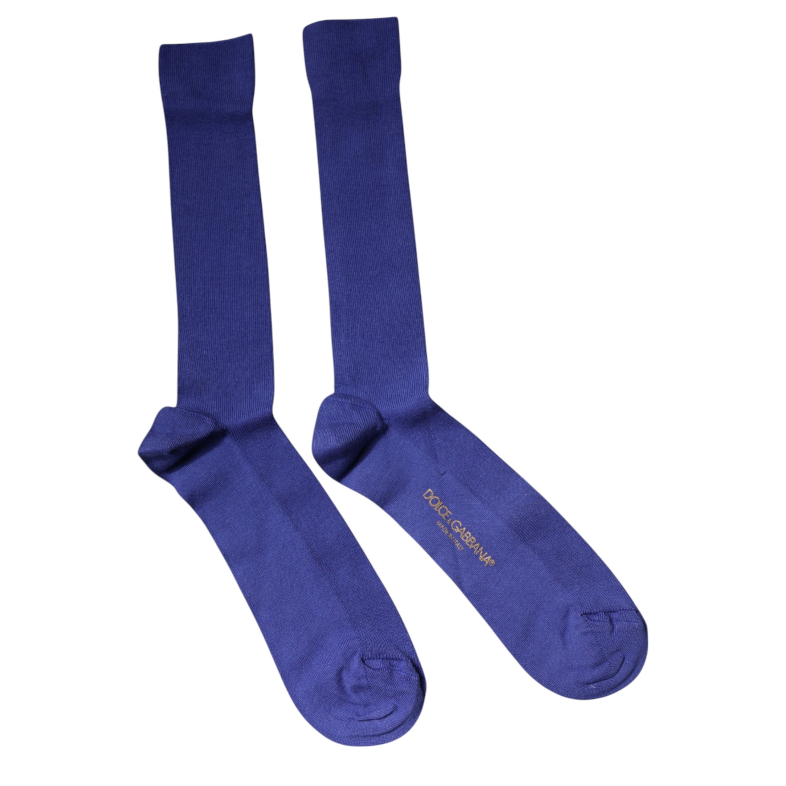 Dolce & Gabbana Purple Cotton Logo Over The Calf Socks Dolce & Gabbana