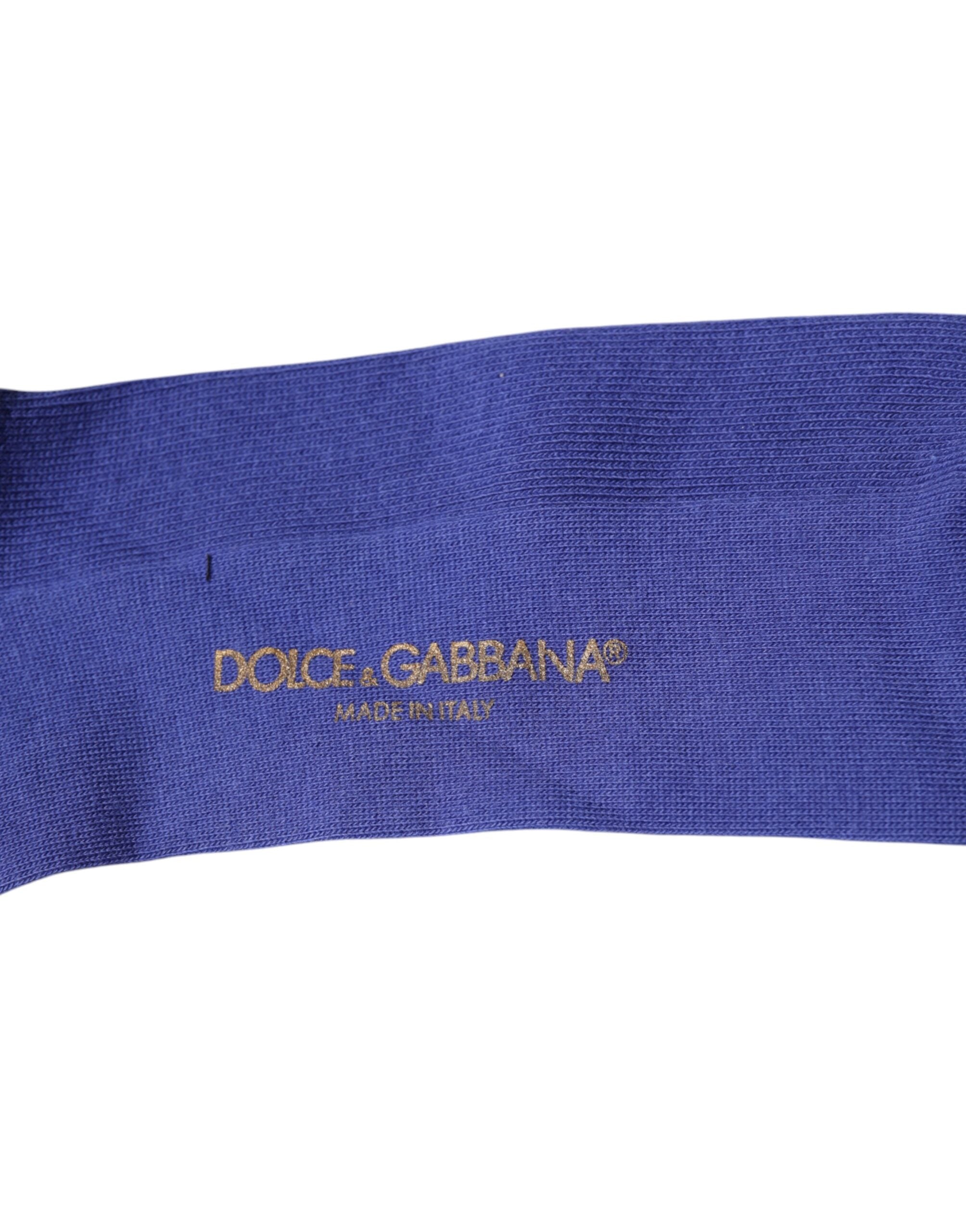 Dolce & Gabbana Purple Cotton Logo Over The Calf Socks Dolce & Gabbana