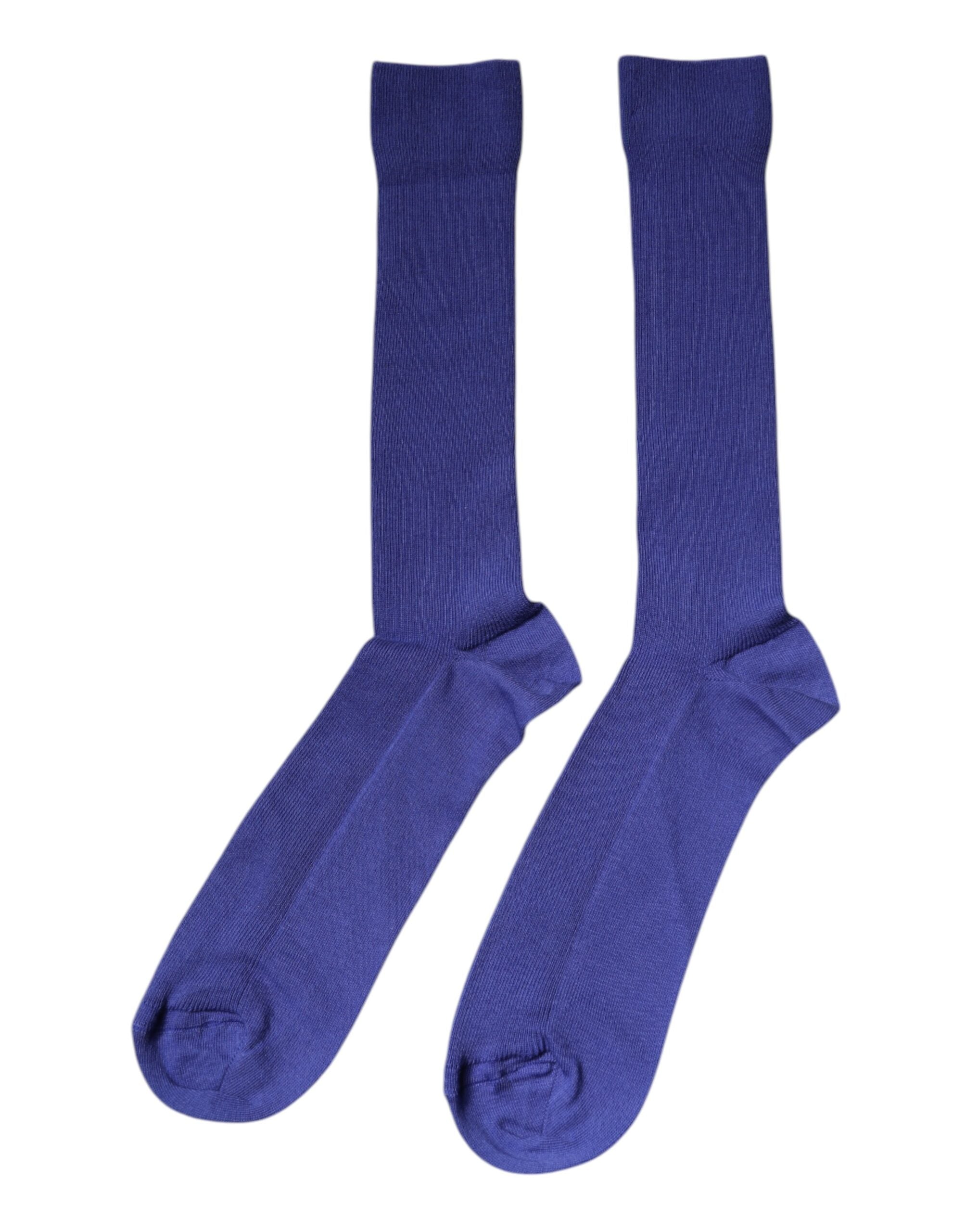 Dolce & Gabbana Purple Cotton Logo Over The Calf Socks Dolce & Gabbana