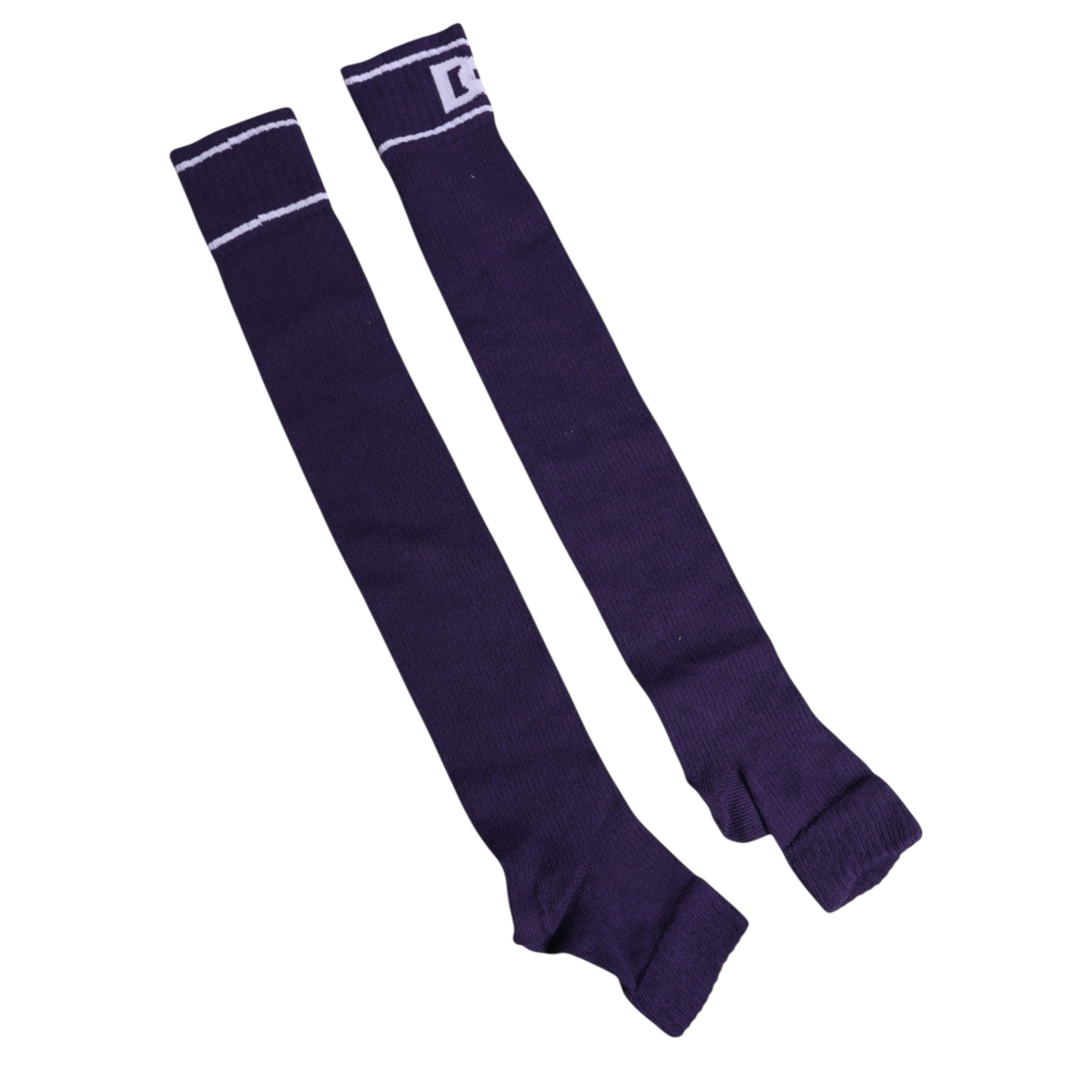 Dolce & Gabbana Purple Cotton DG Logo Print Open Toe Socks Dolce & Gabbana
