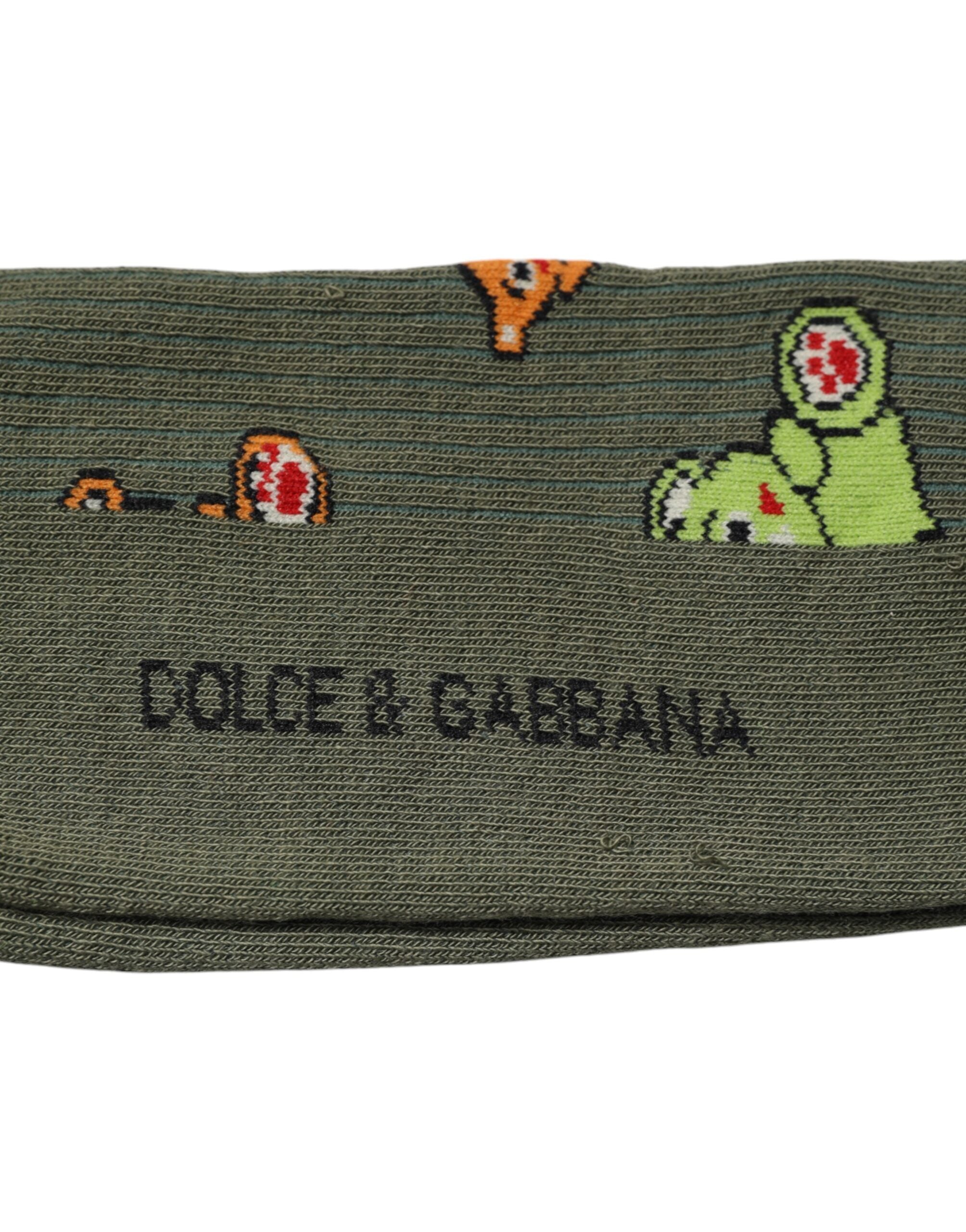 Dolce & Gabbana Green Nylon DG Bear Printed Mid Calf Socks Dolce & Gabbana