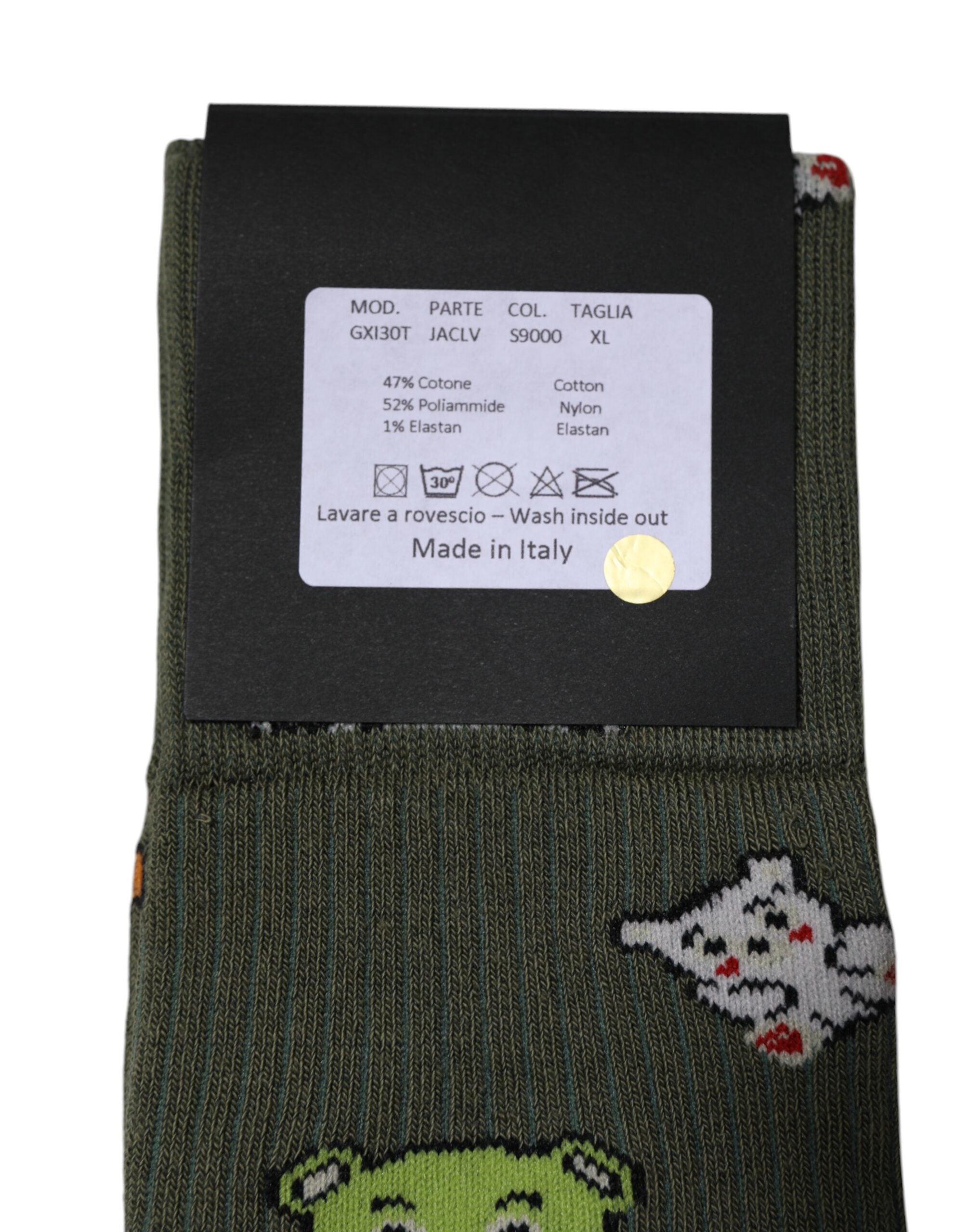 Dolce & Gabbana Green Nylon DG Bear Printed Mid Calf Socks Dolce & Gabbana