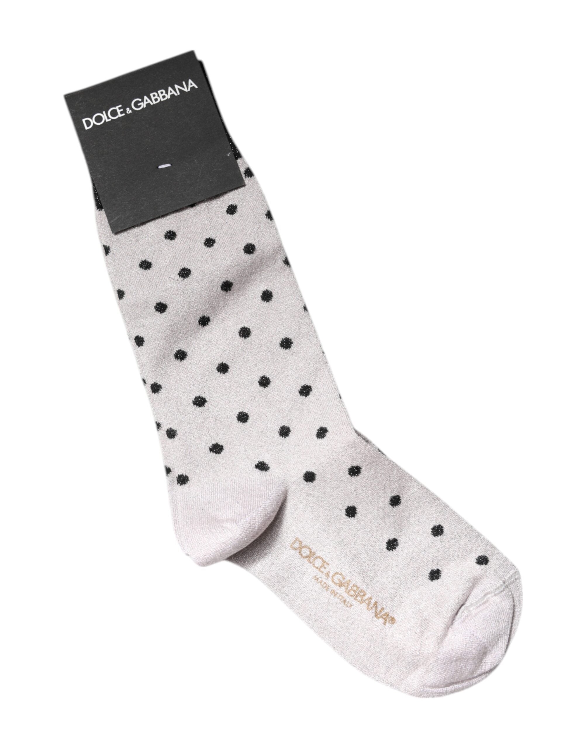 Dolce & Gabbana Gray Viscose Stretch Dotted Socks Dolce & Gabbana