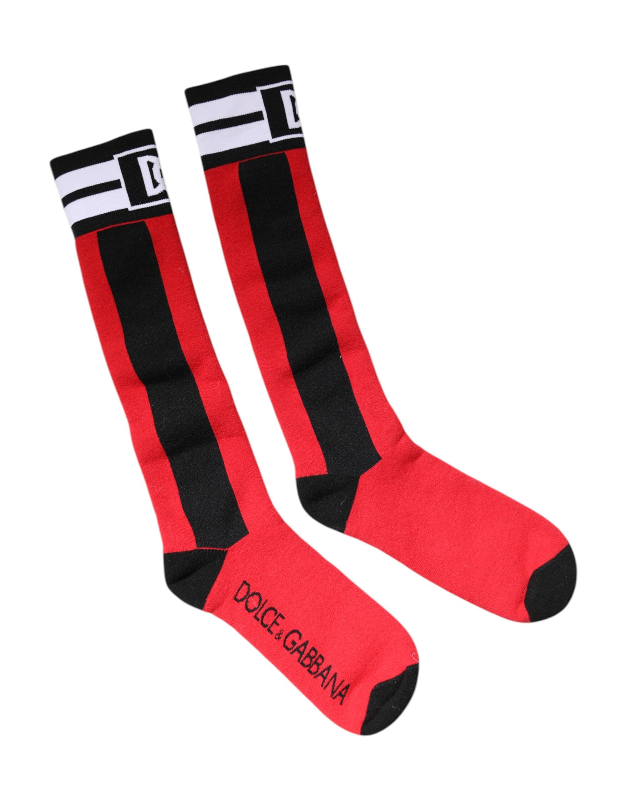 Dolce & Gabbana Red Cotton Stretch Printed Socks Dolce & Gabbana