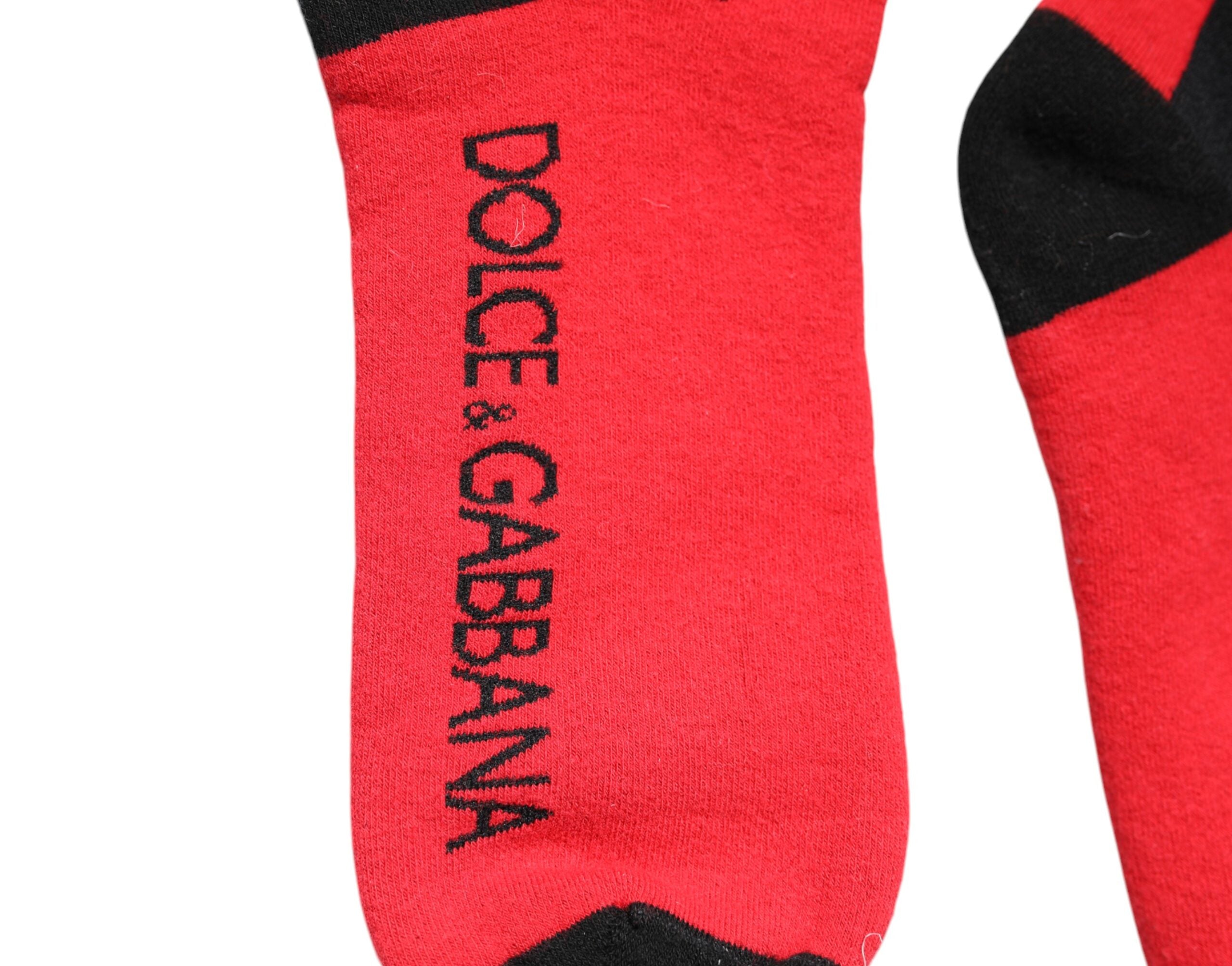 Dolce & Gabbana Red Cotton Stretch Printed Socks Dolce & Gabbana