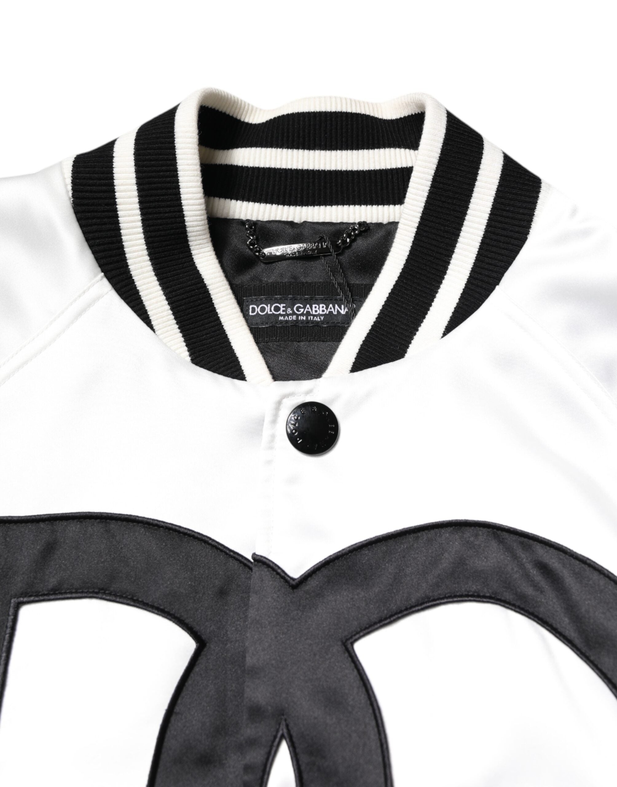 Dolce & Gabbana White DG Logo Polyester Jersey Bomber Jacket Dolce & Gabbana