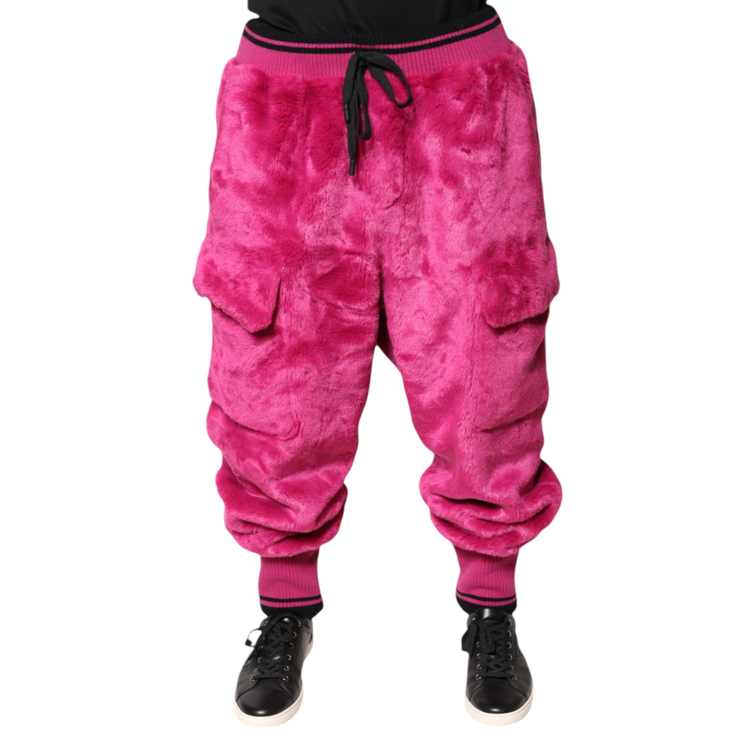 Dolce & Gabbana Pink Acrylic Cargo Jogging Sweatpants Pants Dolce & Gabbana