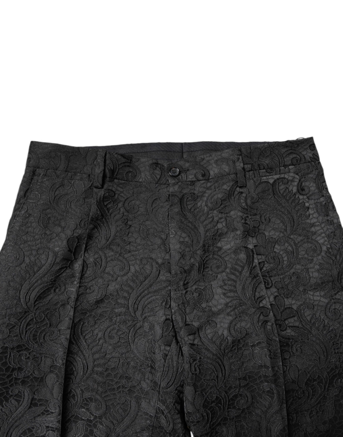 Dolce & Gabbana Black Floral Jacquard Mid Waist Dress Pants