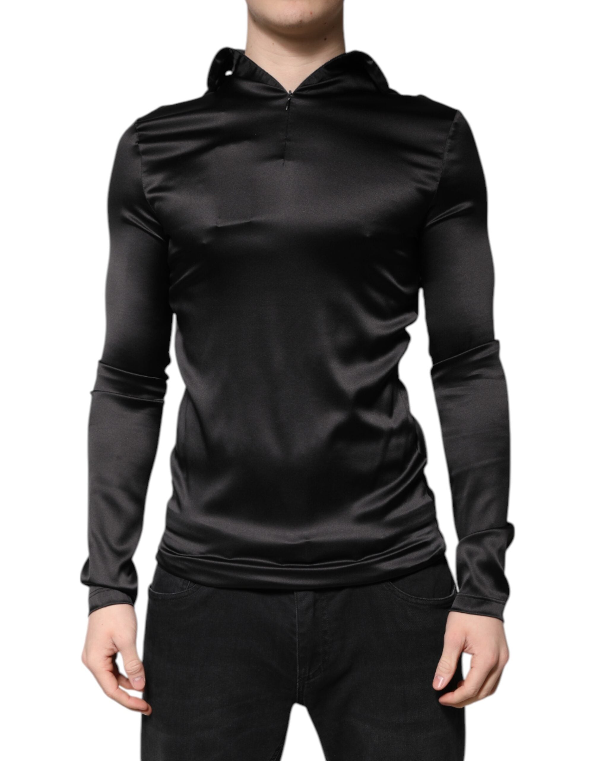 Dolce & Gabbana Black Silk Turtleneck Men Pullover Sweater Dolce & Gabbana