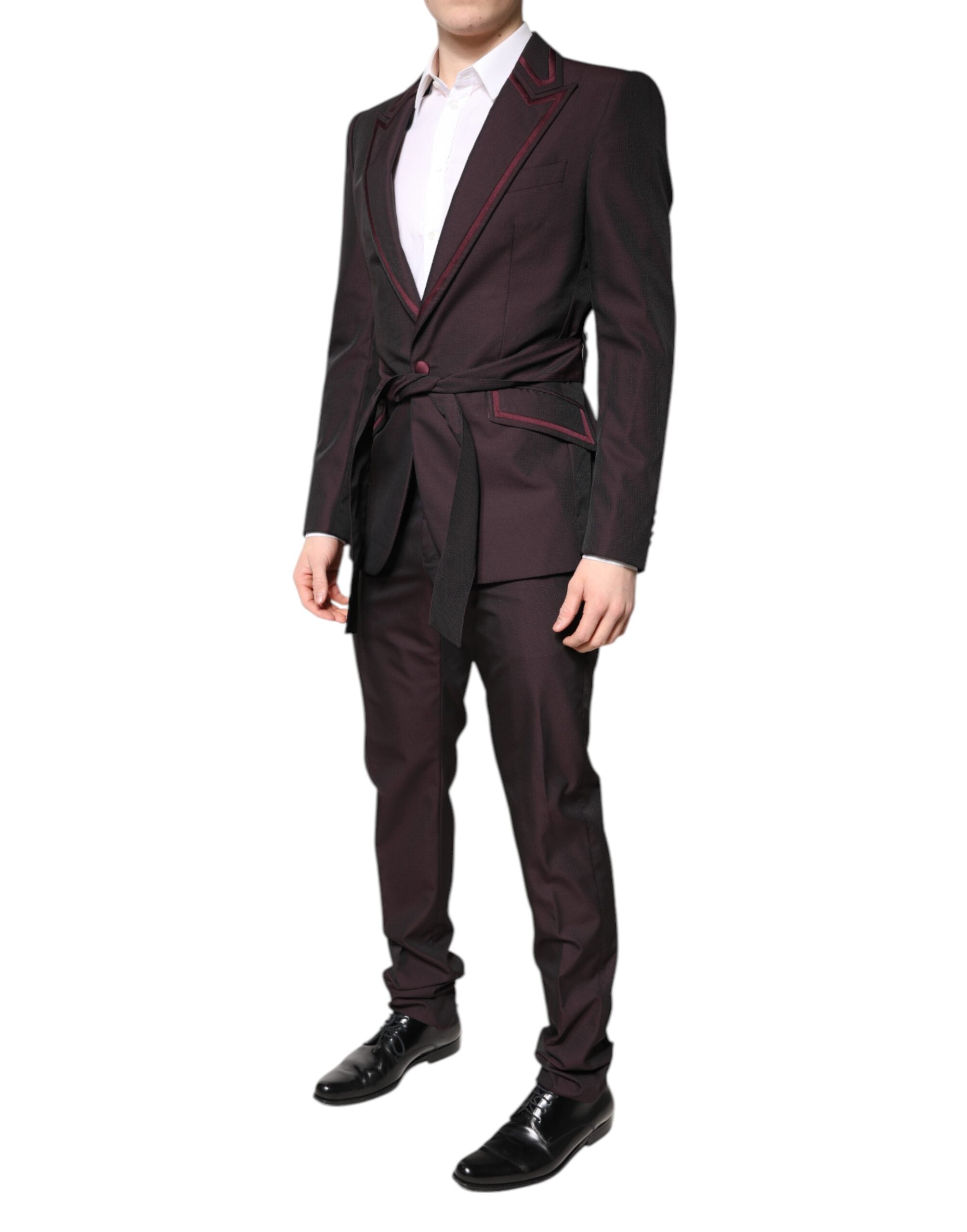Dolce & Gabbana Maroon Single Breasted Formal 2 Piece Suit Dolce & Gabbana