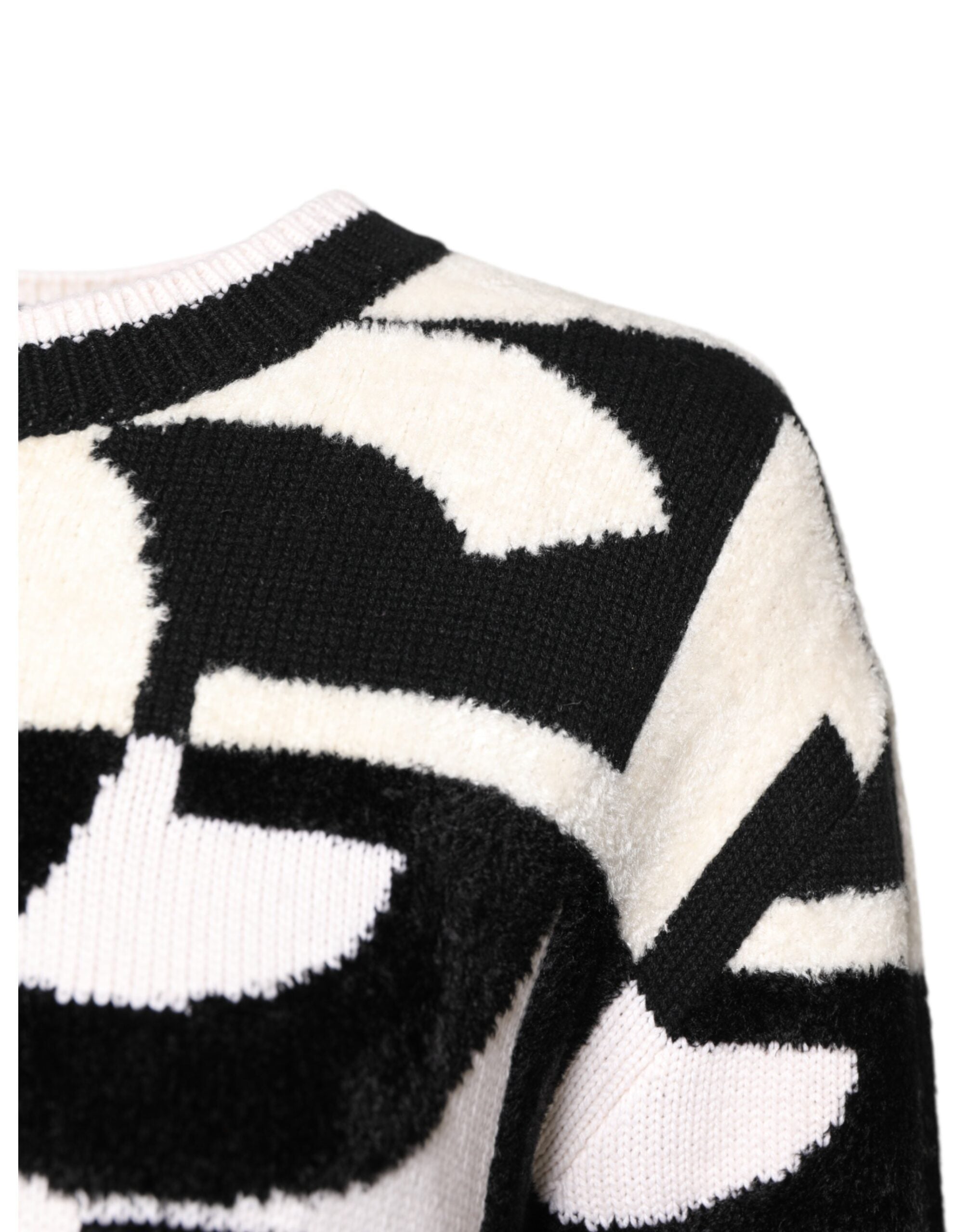 Dolce & Gabbana White Black Logo Print Women Pullover Sweater Dolce & Gabbana