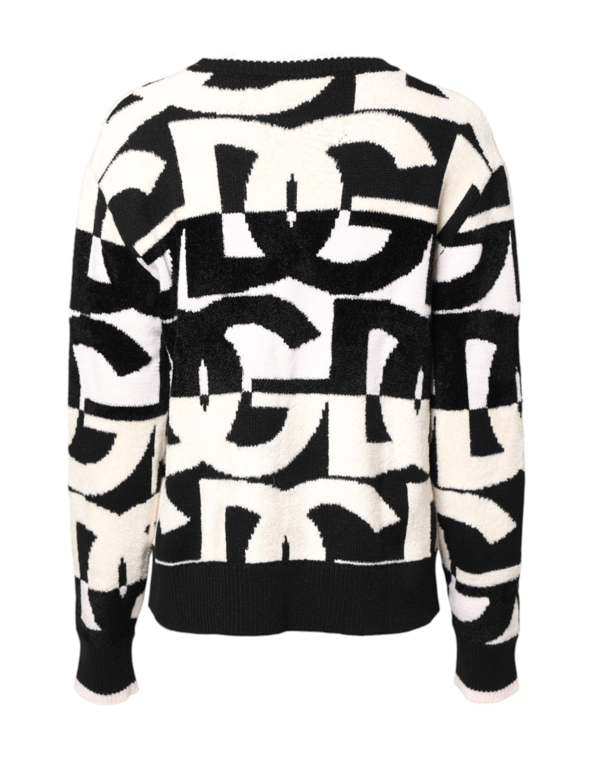 Dolce & Gabbana White Black Logo Print Women Pullover Sweater Dolce & Gabbana