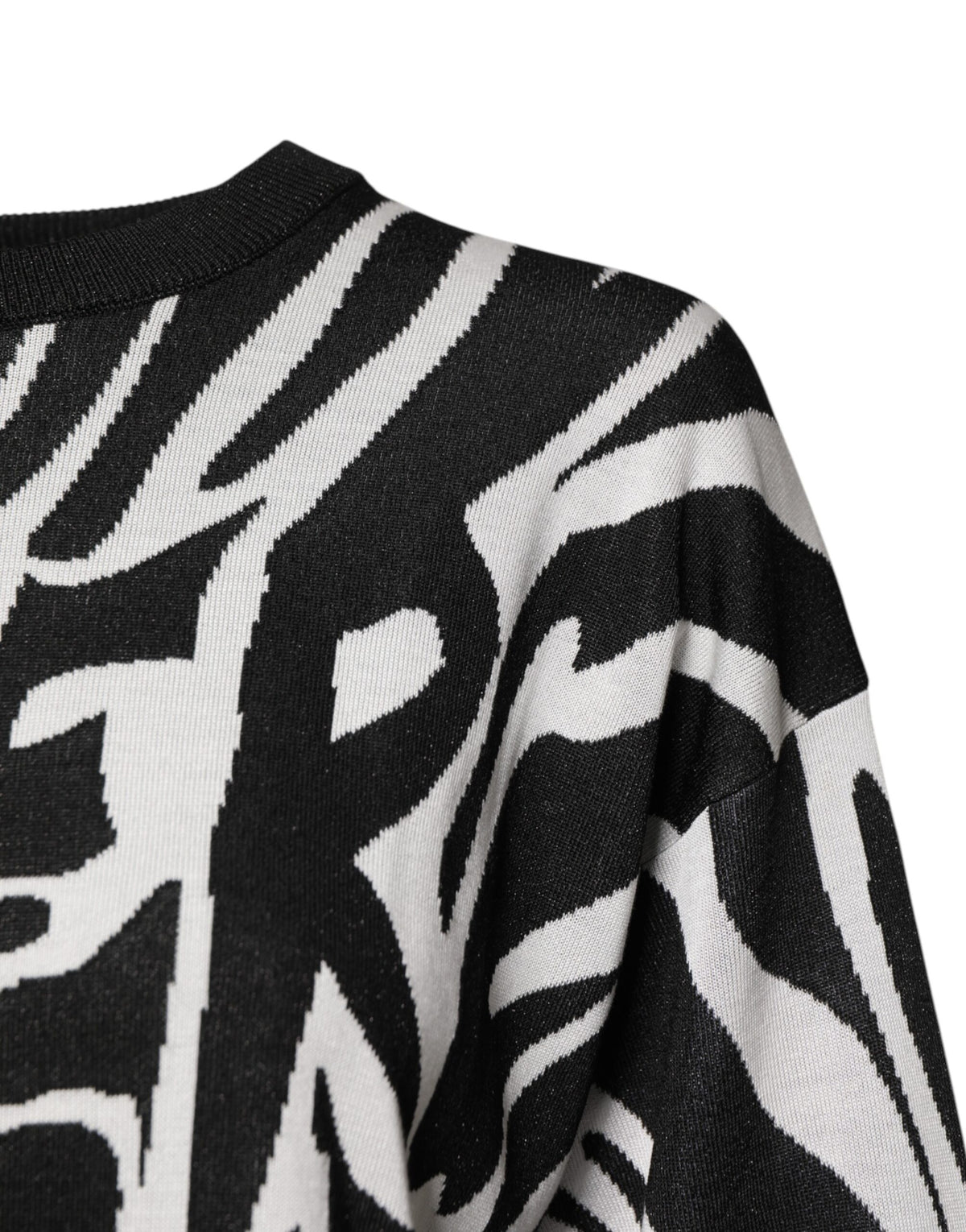 Dolce & Gabbana Black White Print Women Pullover Sweater