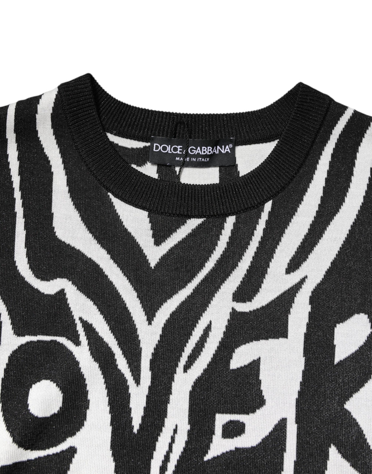 Dolce & Gabbana Black White Print Women Pullover Sweater