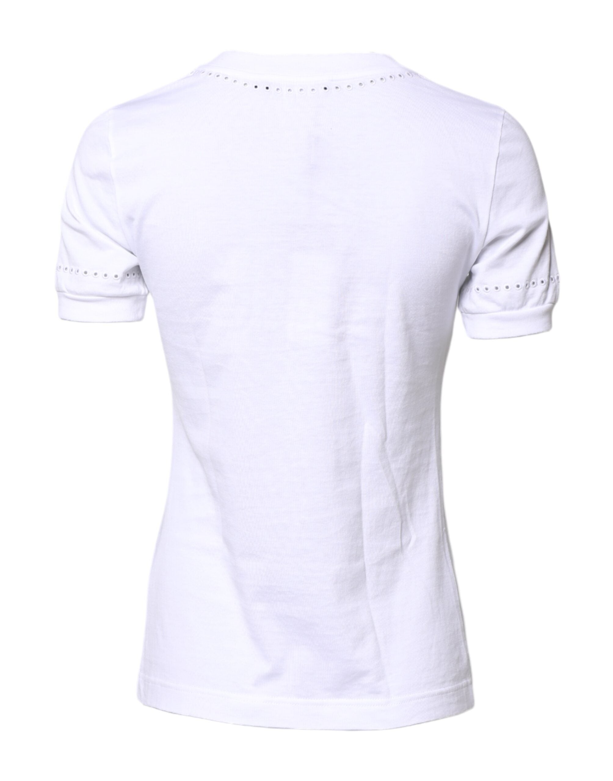 Dolce & Gabbana White Cotton Floral Logo Crew Neck T-shirt Dolce & Gabbana