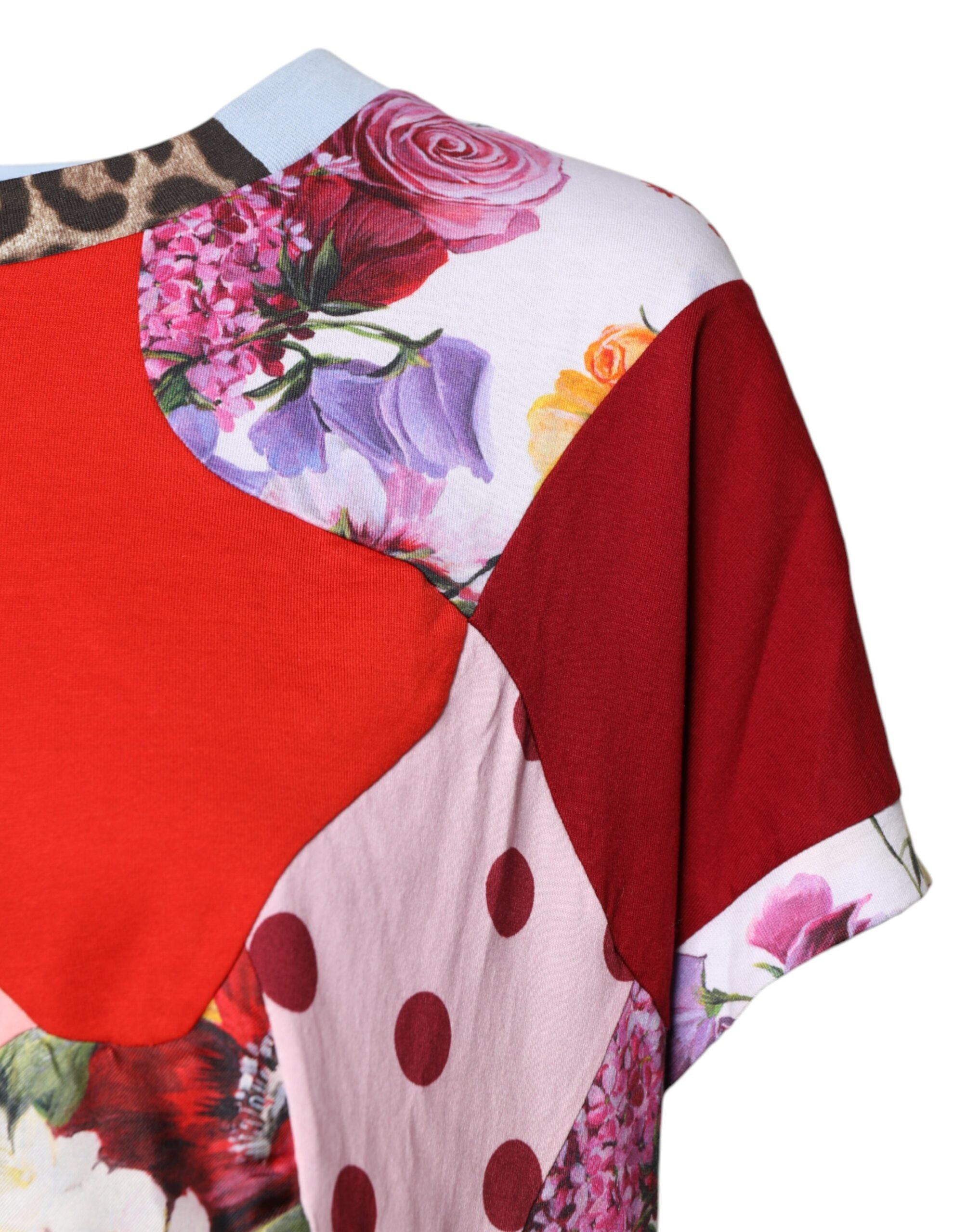 Dolce & Gabbana Multicolor Patchwork Short Sleeve Blouse Top Dolce & Gabbana