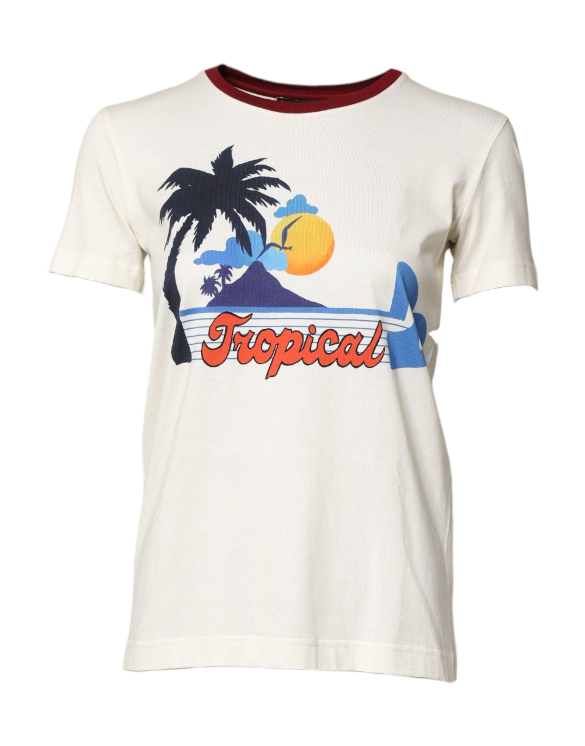Dolce & Gabbana White Cotton Print Short Sleeves Top T-shirt Dolce & Gabbana