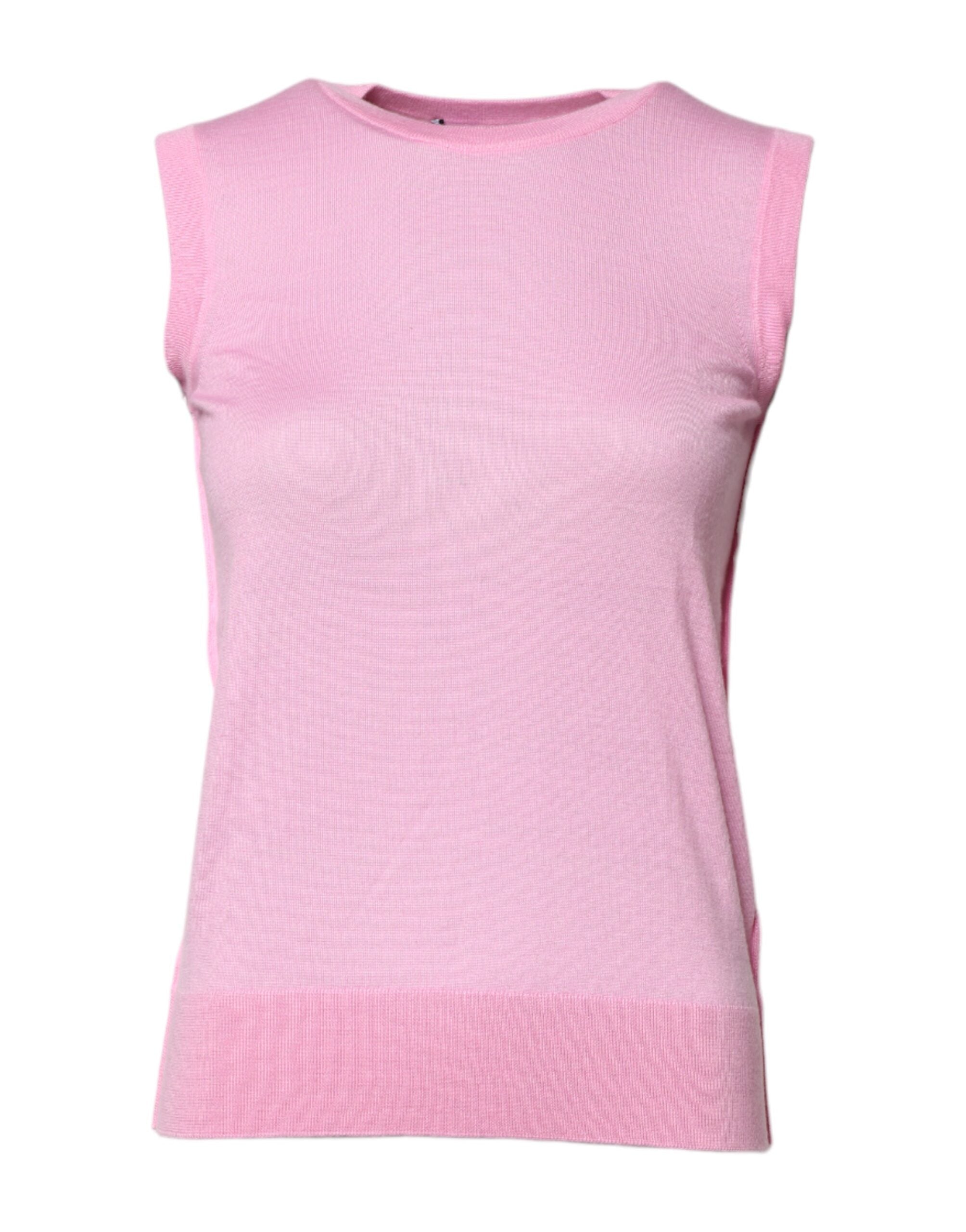 Dolce & Gabbana Pink Cashmere Round Neck Sleeveless Tank Top Dolce & Gabbana