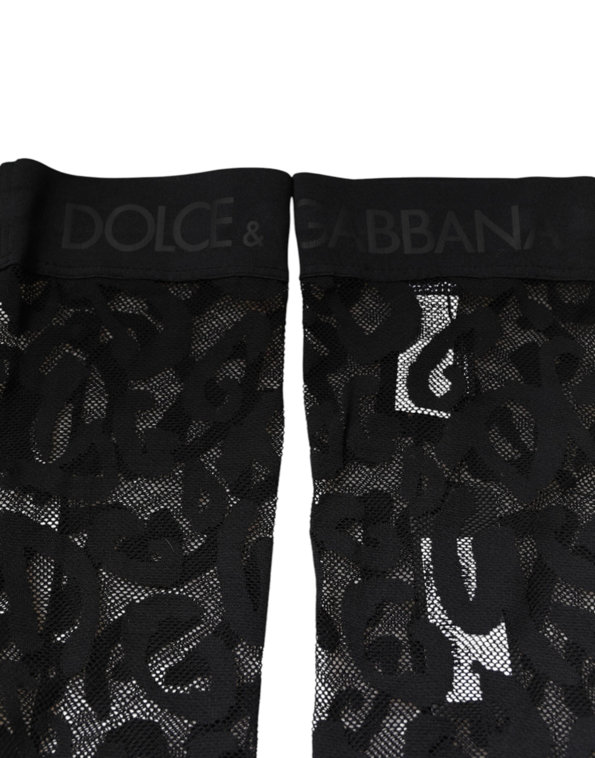 Dolce & Gabbana Black Floral Lace Cotton Stretch Stockings Socks Dolce & Gabbana