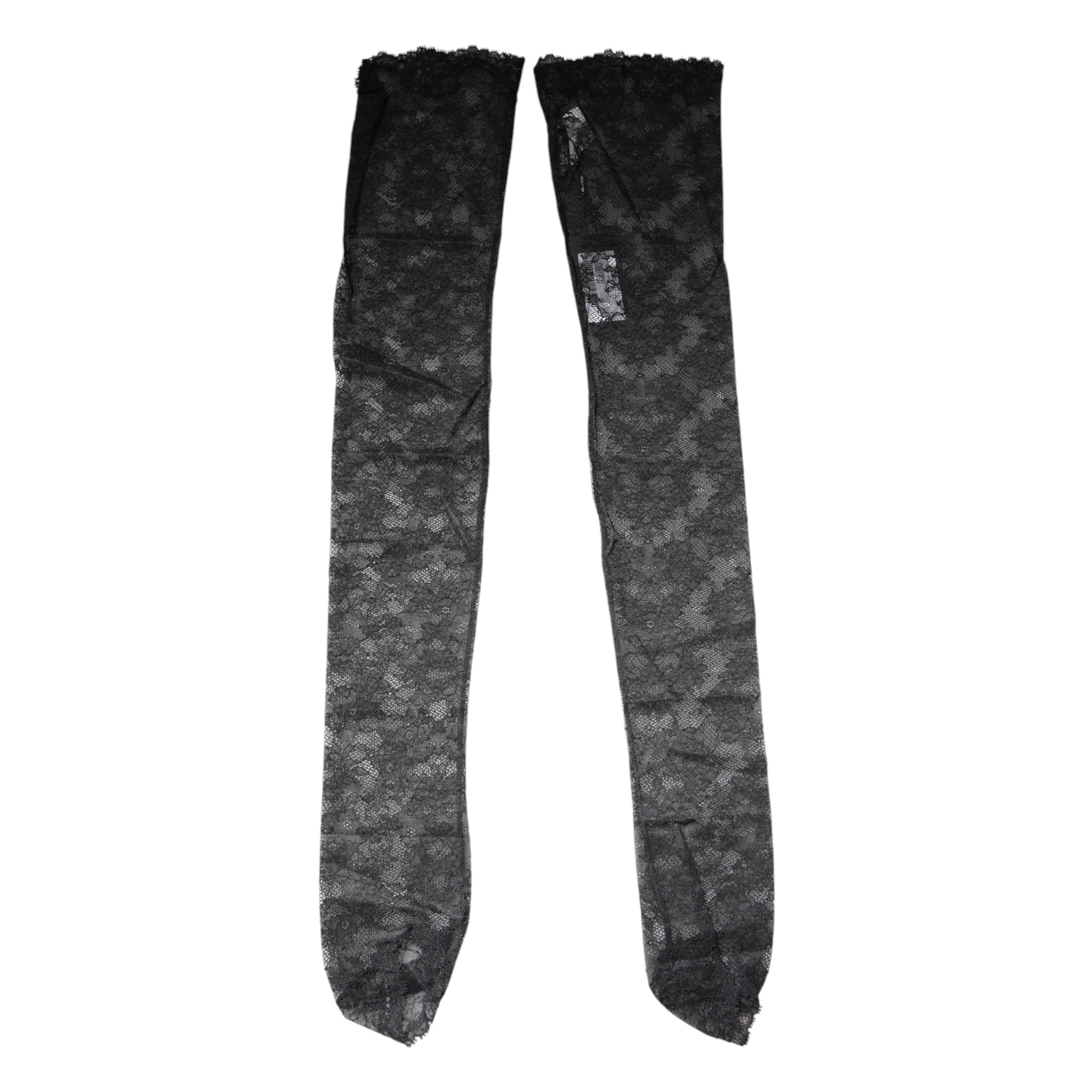 Dolce & Gabbana Black Floral Lace Cotton Stretch Stockings Socks Dolce & Gabbana