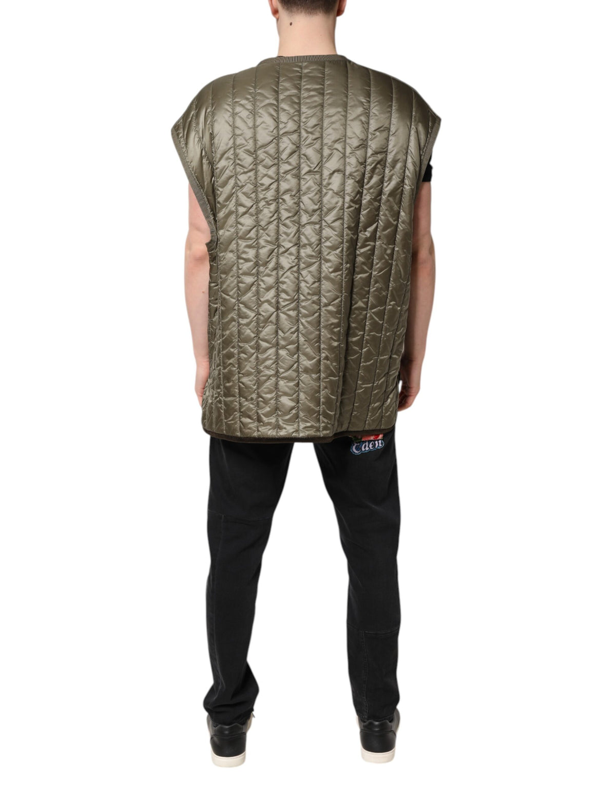 Dolce & Gabbana Brown Logo Plaque Quilted Vest Jacket