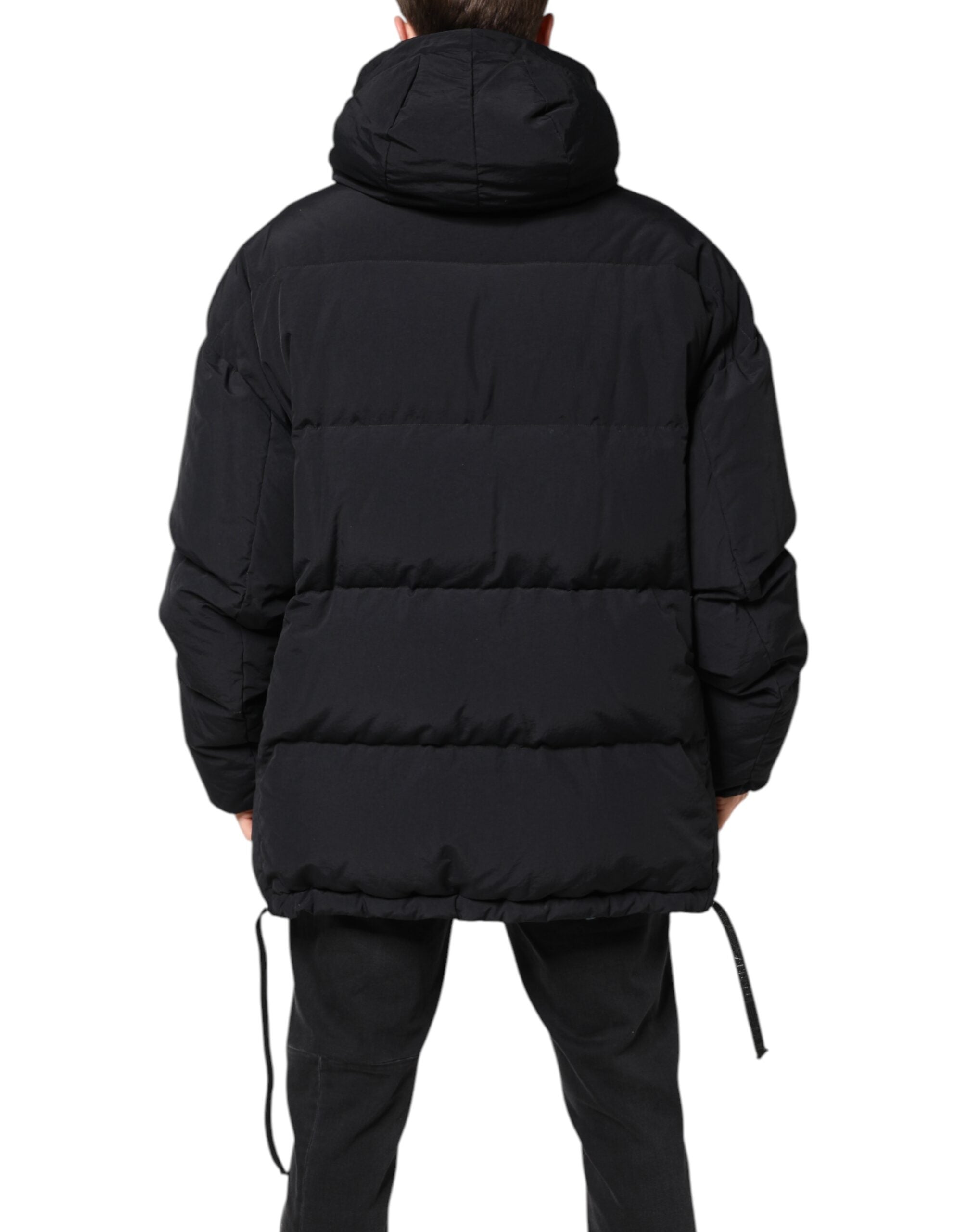 Dolce & Gabbana Black Nylon Full Zip Hooded Parka Jacket Dolce & Gabbana