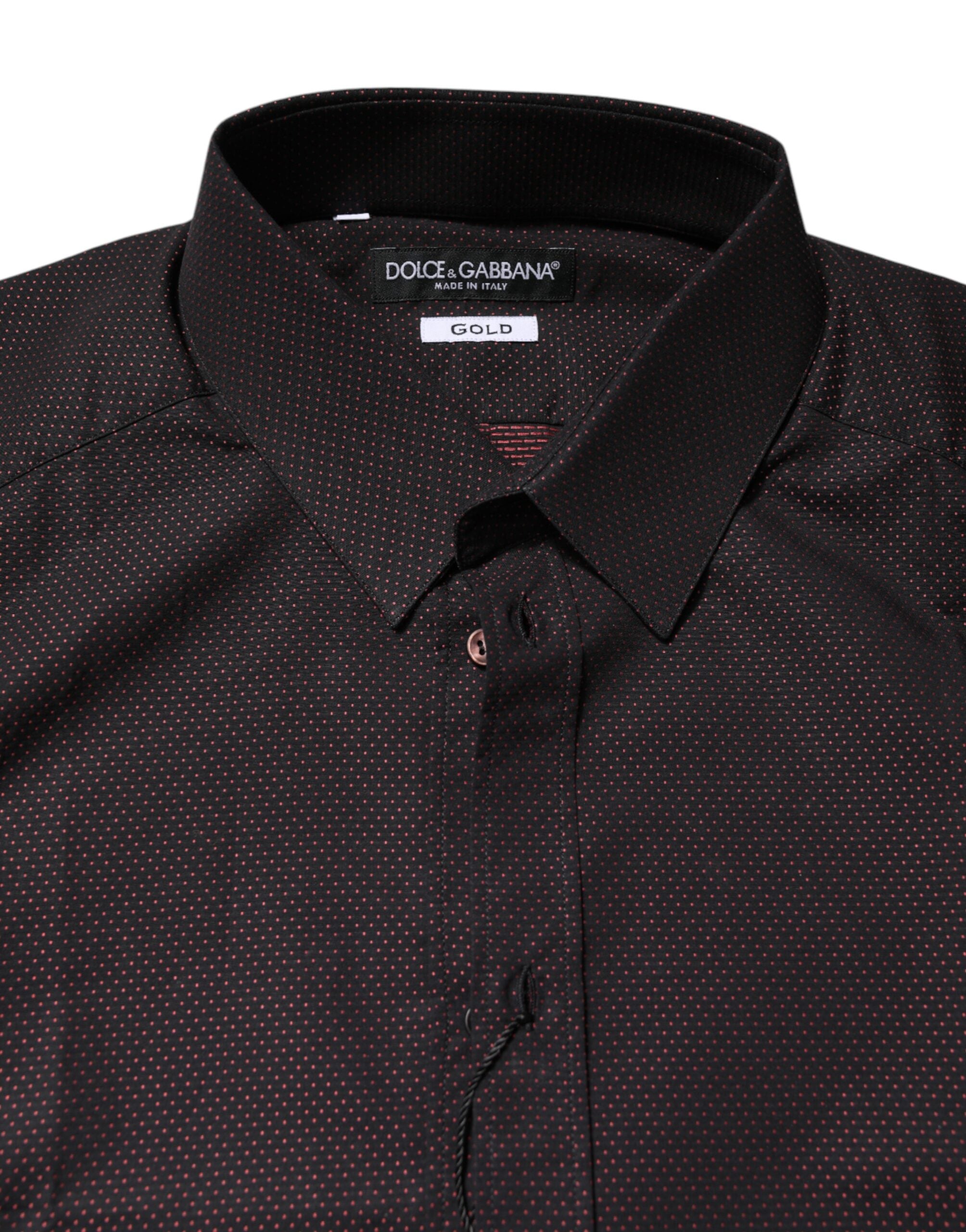 Dolce & Gabbana Maroon Jacquard Cotton GOLD Men Dress Shirt Dolce & Gabbana